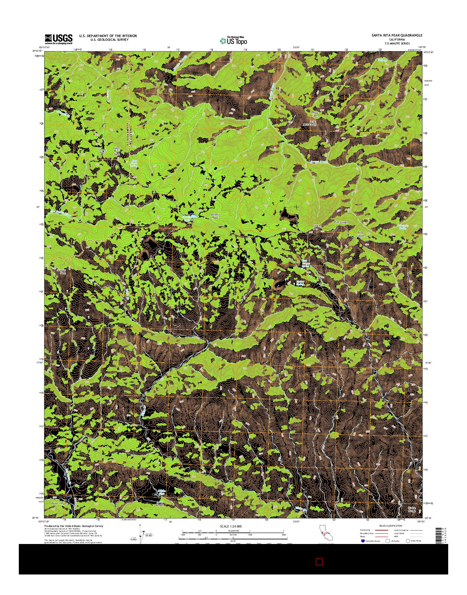 USGS US TOPO 7.5-MINUTE MAP FOR SANTA RITA PEAK, CA 2015