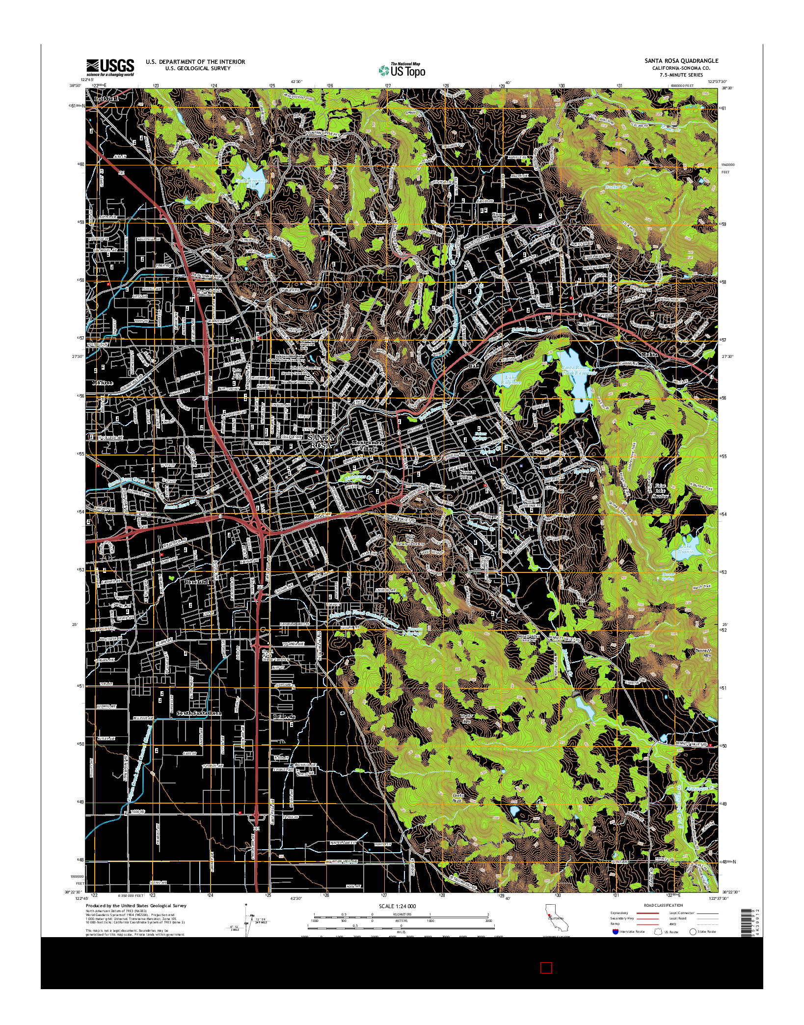 USGS US TOPO 7.5-MINUTE MAP FOR SANTA ROSA, CA 2015