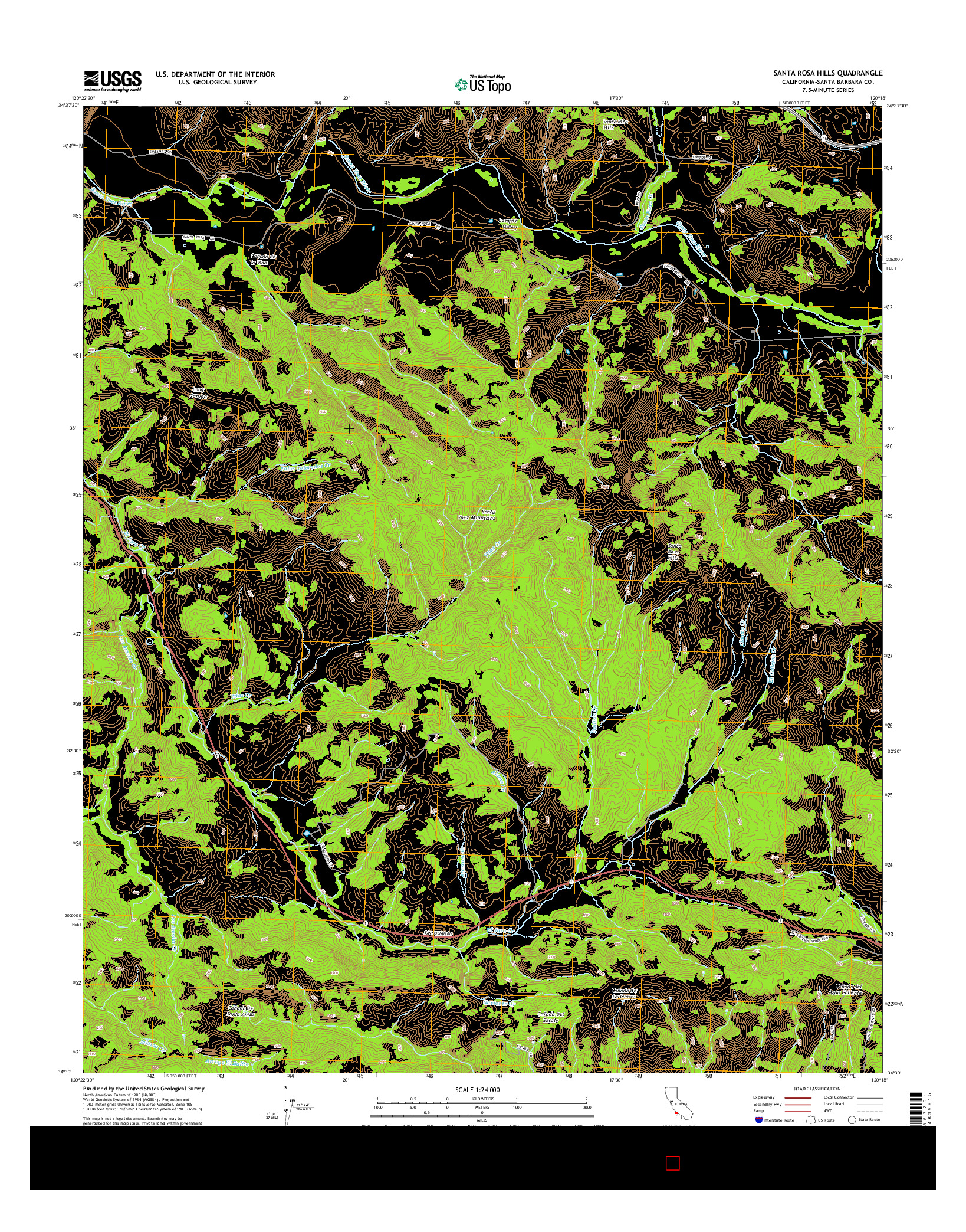 USGS US TOPO 7.5-MINUTE MAP FOR SANTA ROSA HILLS, CA 2015