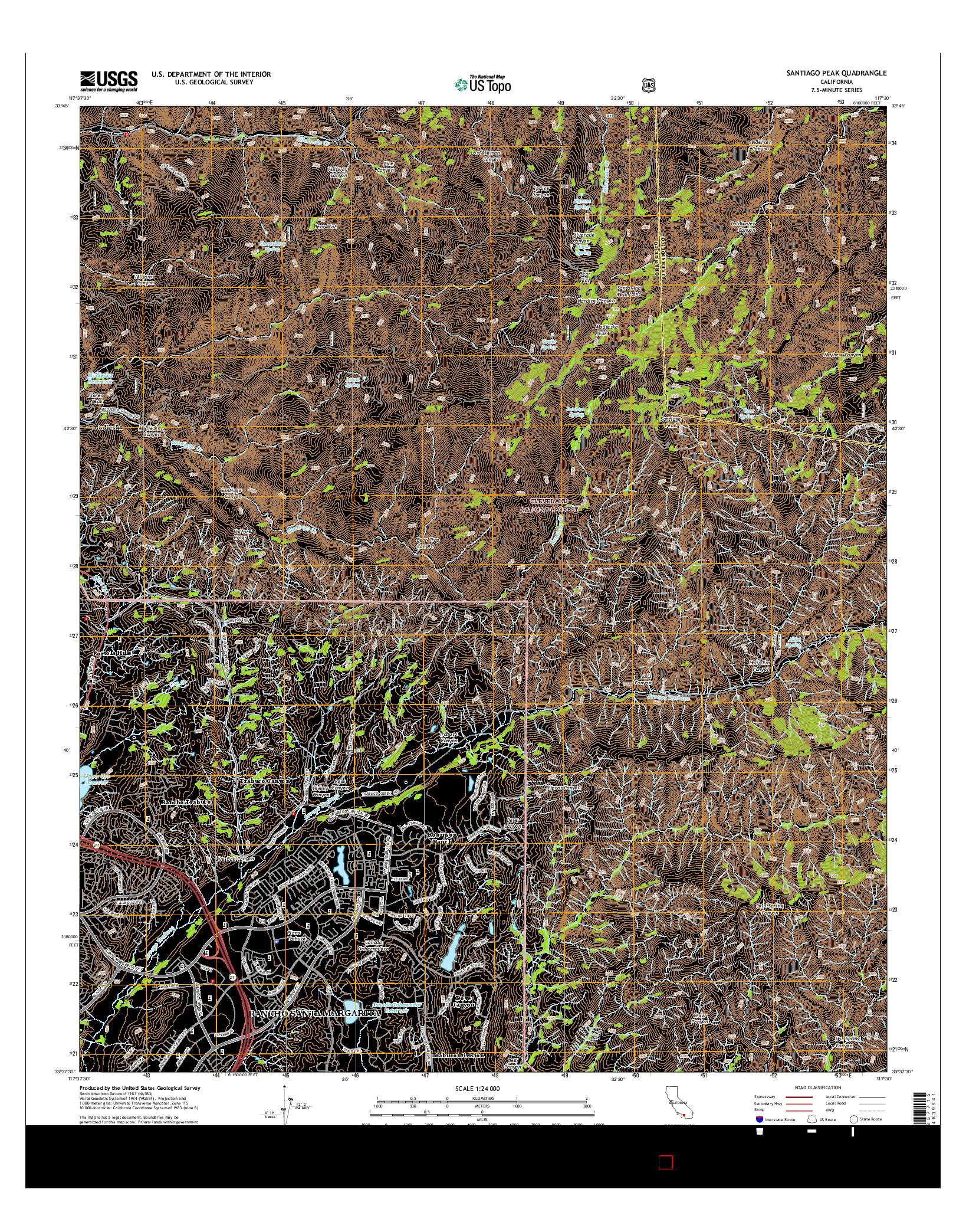 USGS US TOPO 7.5-MINUTE MAP FOR SANTIAGO PEAK, CA 2015