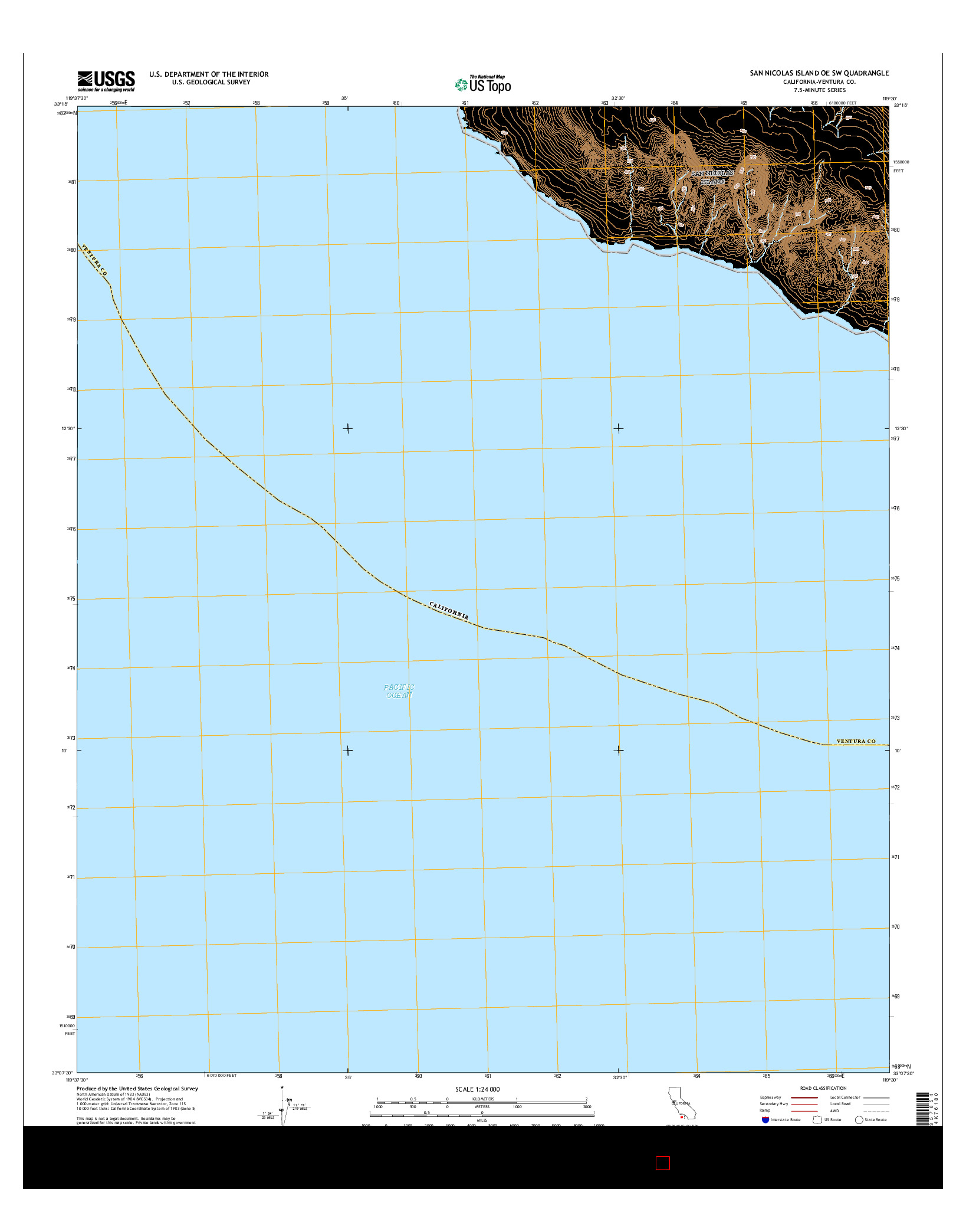 USGS US TOPO 7.5-MINUTE MAP FOR SAN NICOLAS ISLAND OE SW, CA 2015