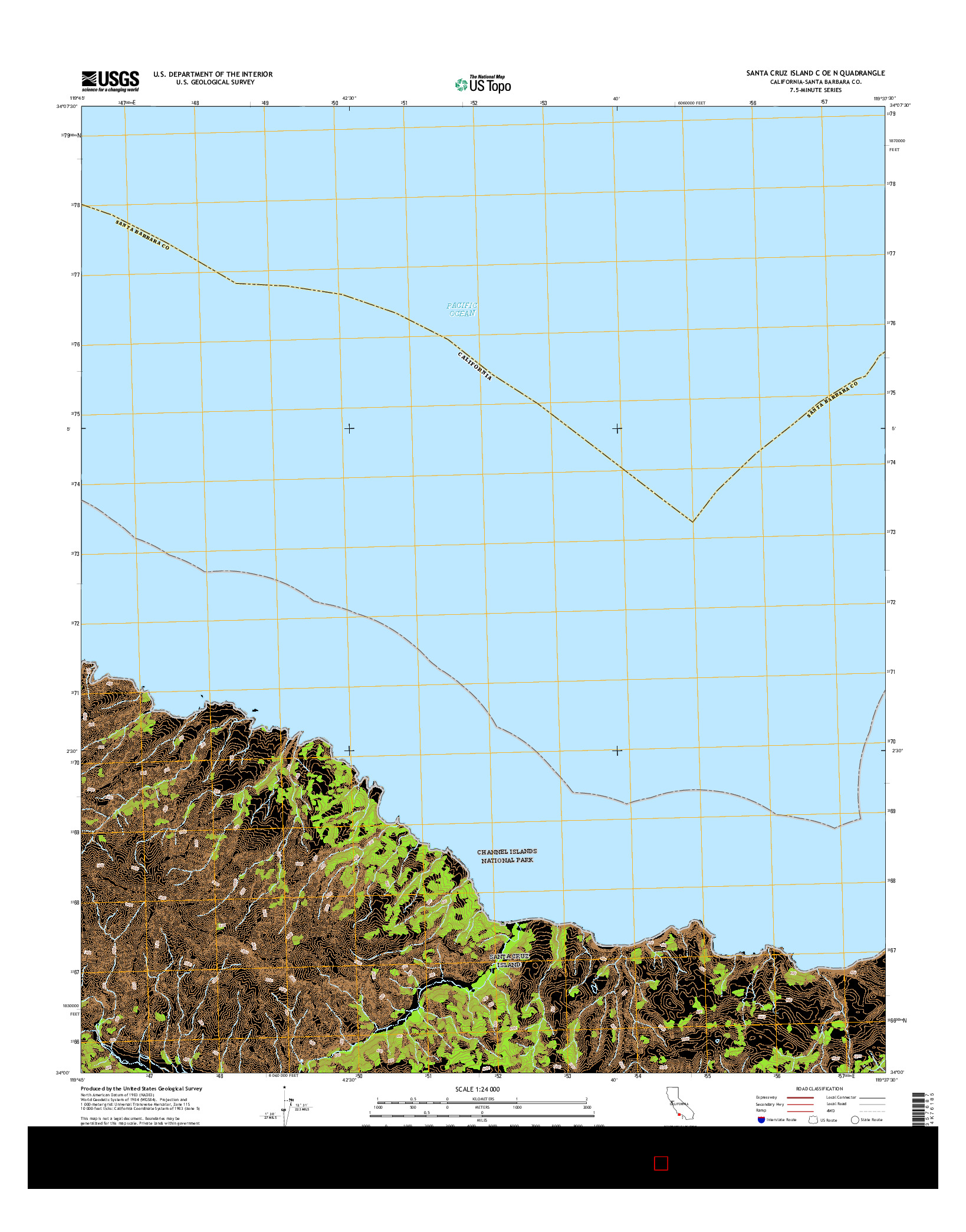 USGS US TOPO 7.5-MINUTE MAP FOR SANTA CRUZ ISLAND C OE N, CA 2015