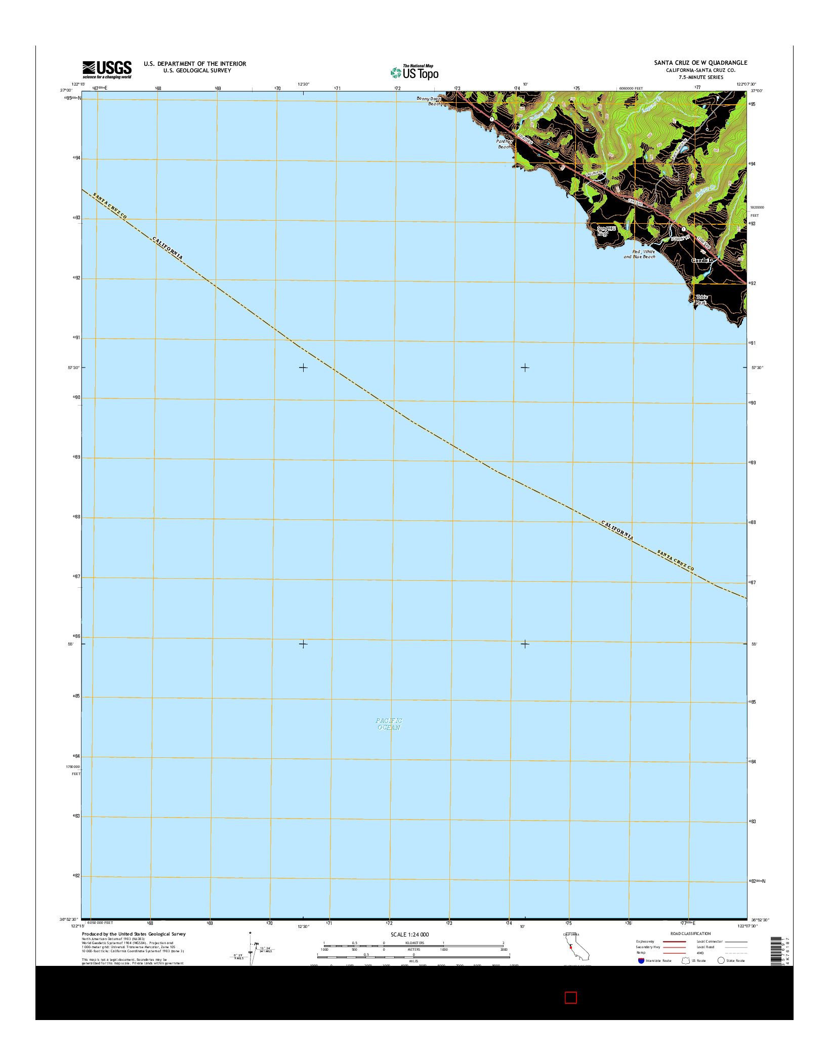 USGS US TOPO 7.5-MINUTE MAP FOR SANTA CRUZ OE W, CA 2015