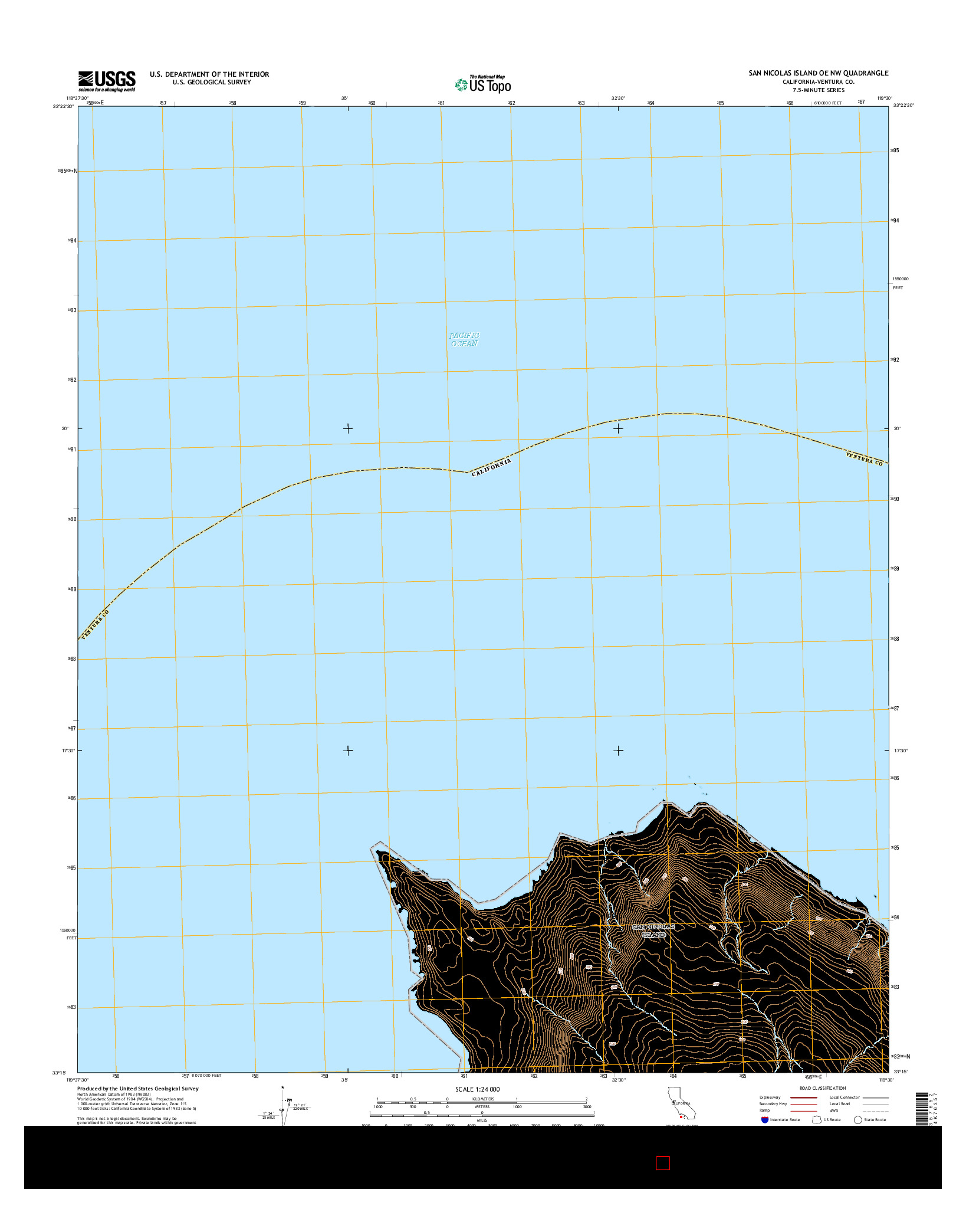 USGS US TOPO 7.5-MINUTE MAP FOR SAN NICOLAS ISLAND OE NW, CA 2015