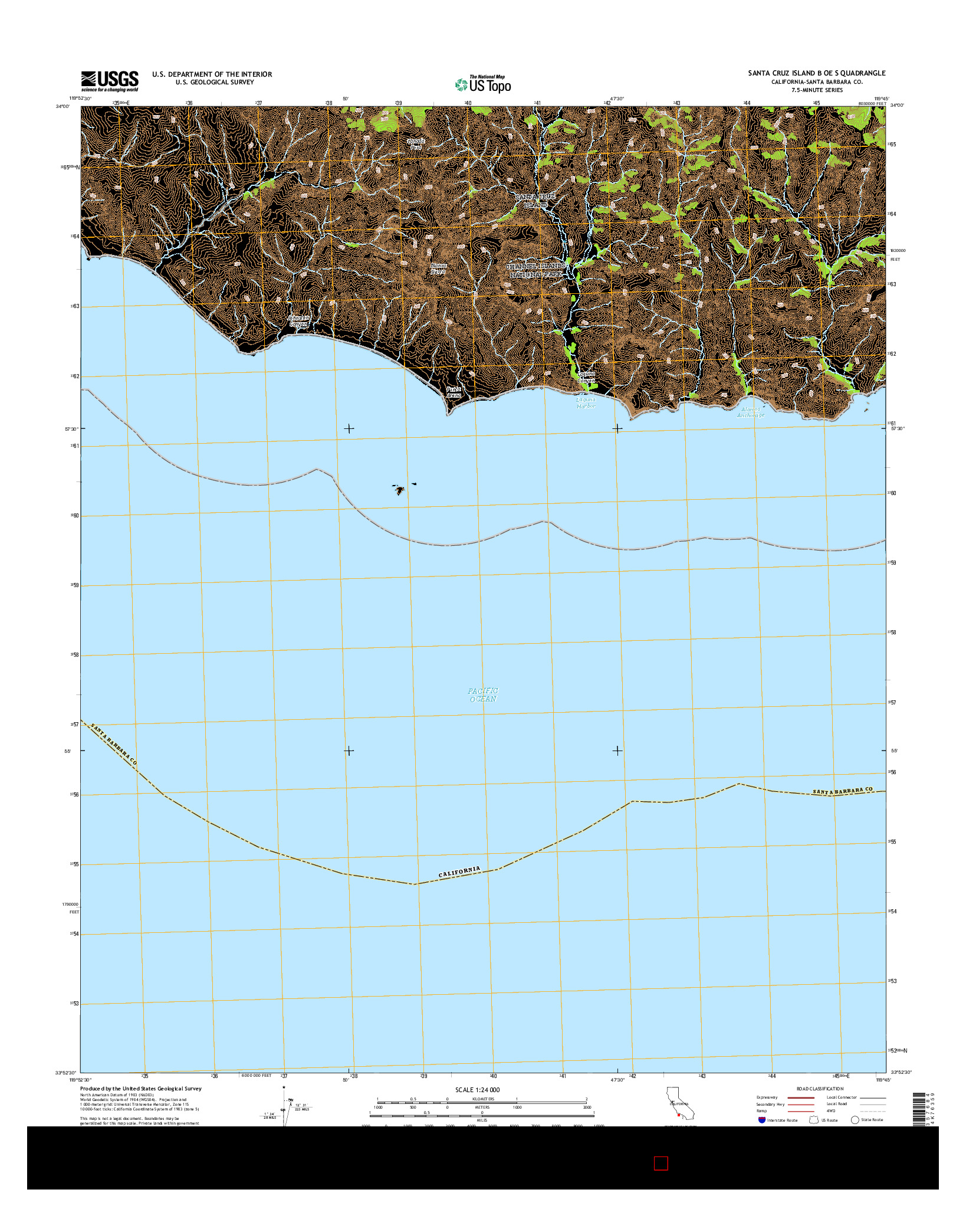 USGS US TOPO 7.5-MINUTE MAP FOR SANTA CRUZ ISLAND B OE S, CA 2015