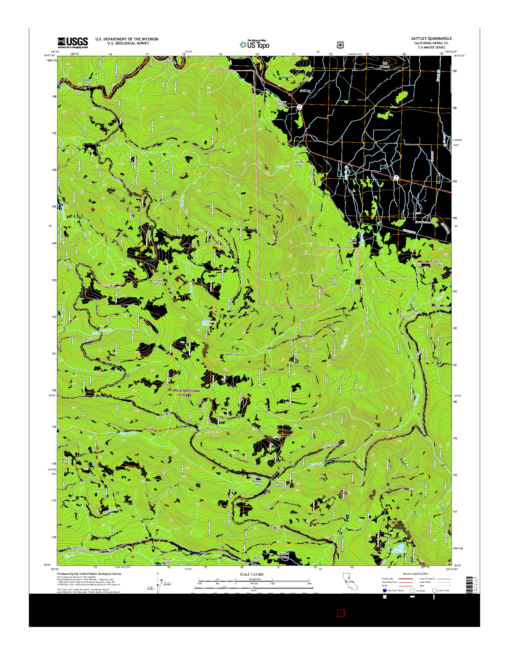 USGS US TOPO 7.5-MINUTE MAP FOR SATTLEY, CA 2015