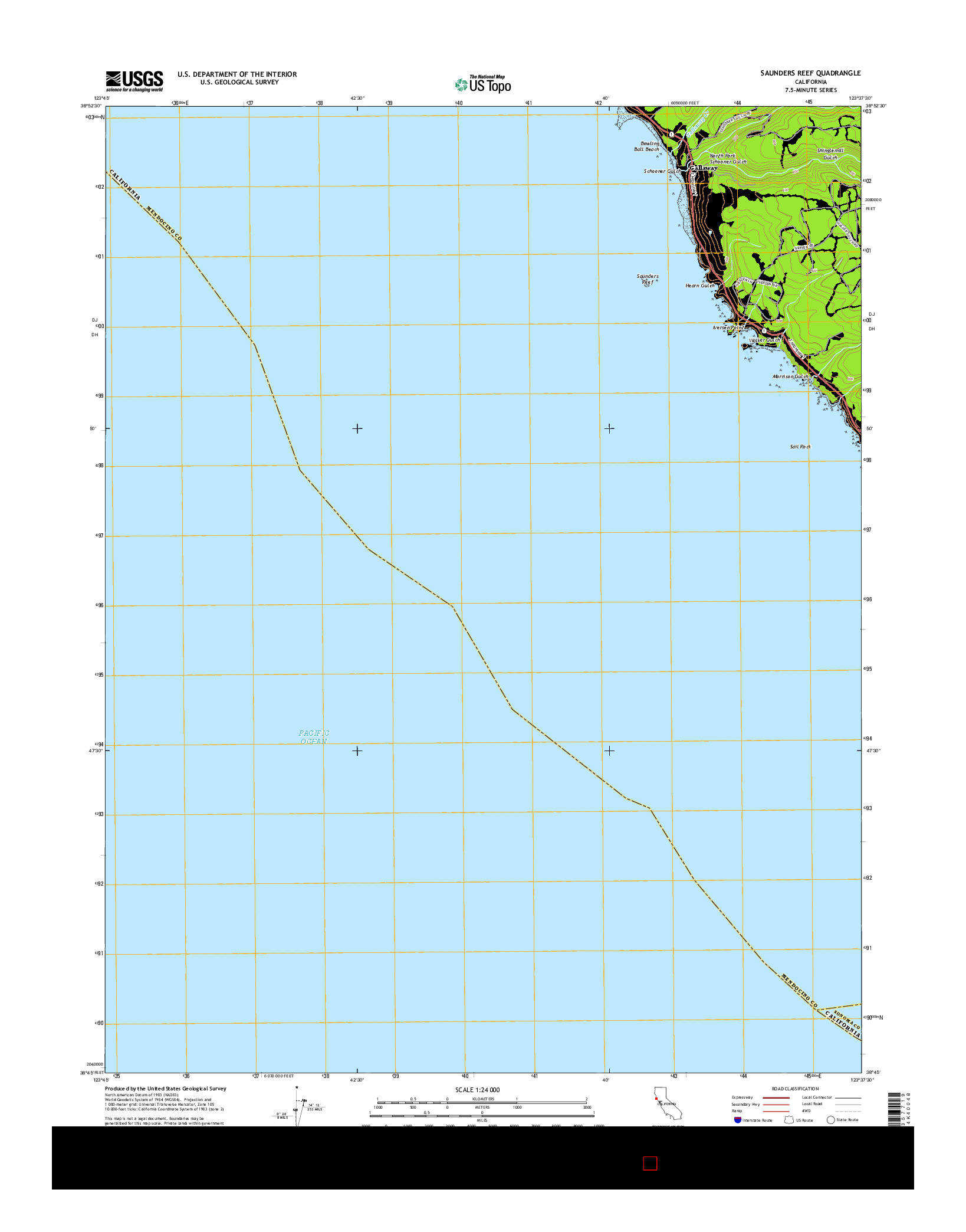 USGS US TOPO 7.5-MINUTE MAP FOR SAUNDERS REEF, CA 2015