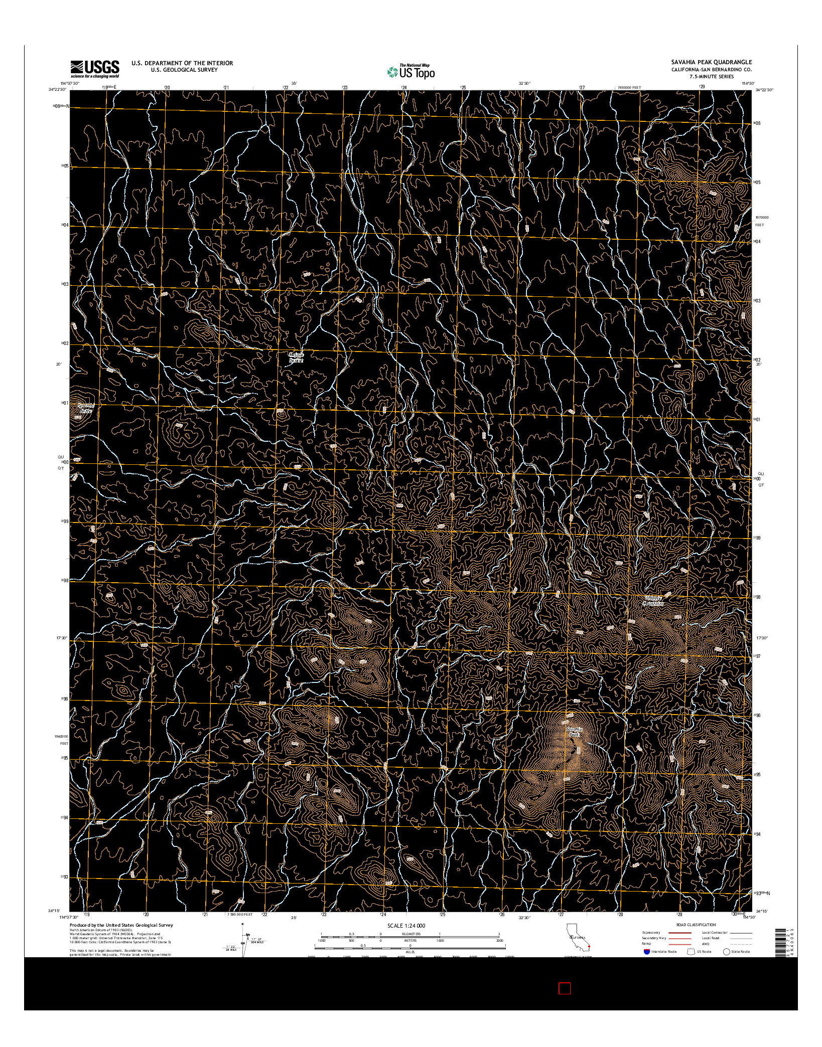 USGS US TOPO 7.5-MINUTE MAP FOR SAVAHIA PEAK, CA 2015