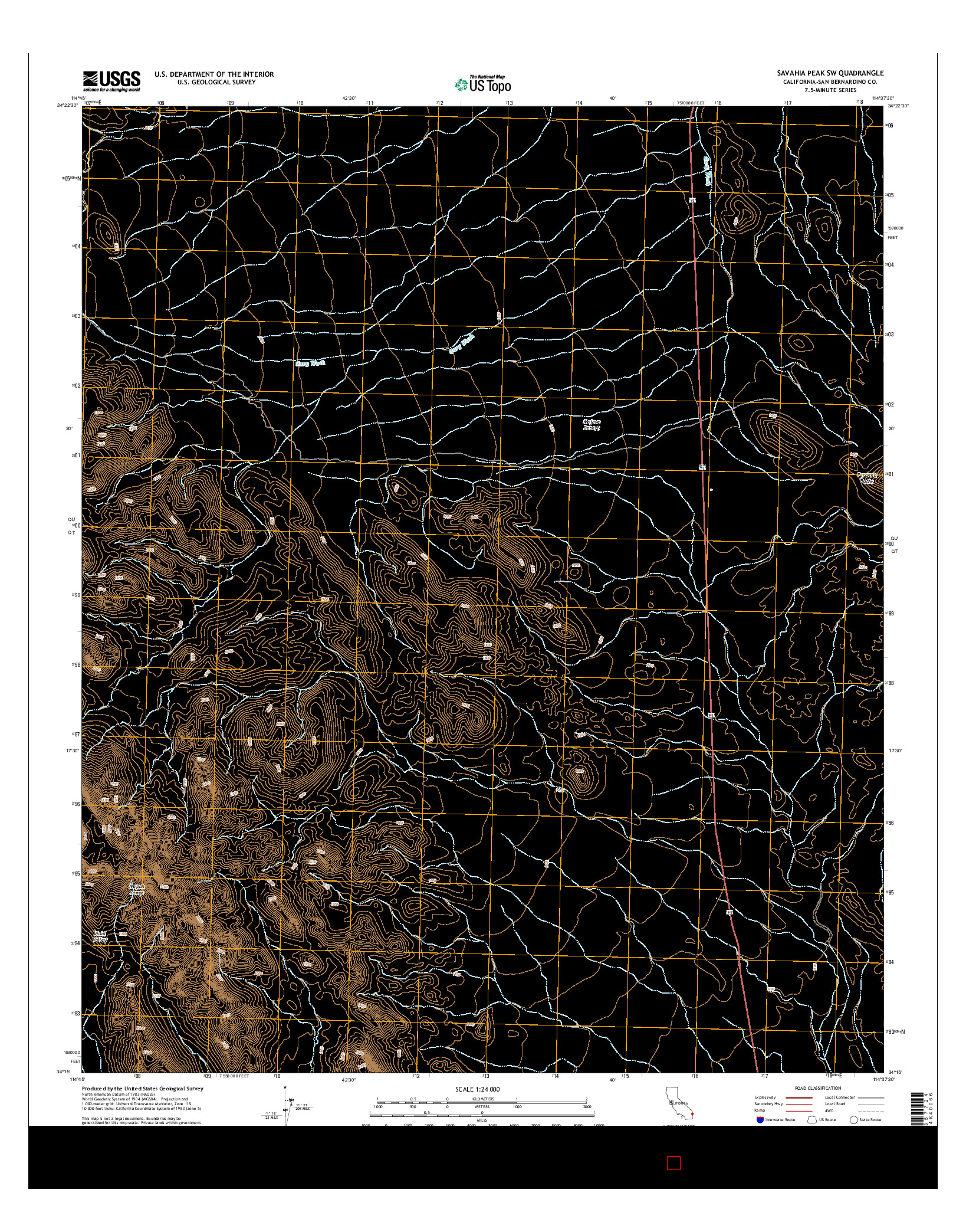 USGS US TOPO 7.5-MINUTE MAP FOR SAVAHIA PEAK SW, CA 2015