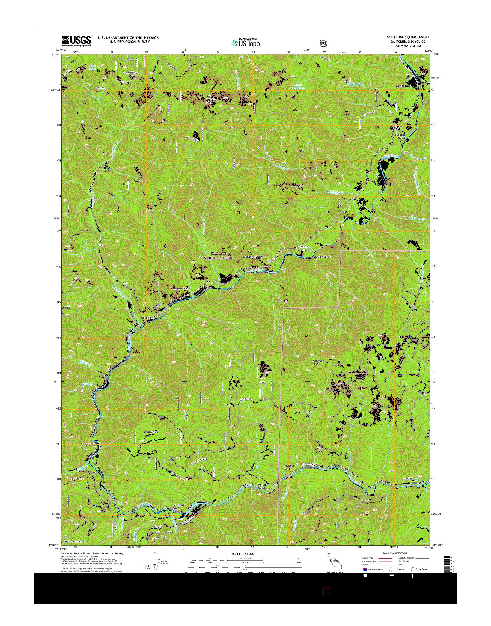 USGS US TOPO 7.5-MINUTE MAP FOR SCOTT BAR, CA 2015