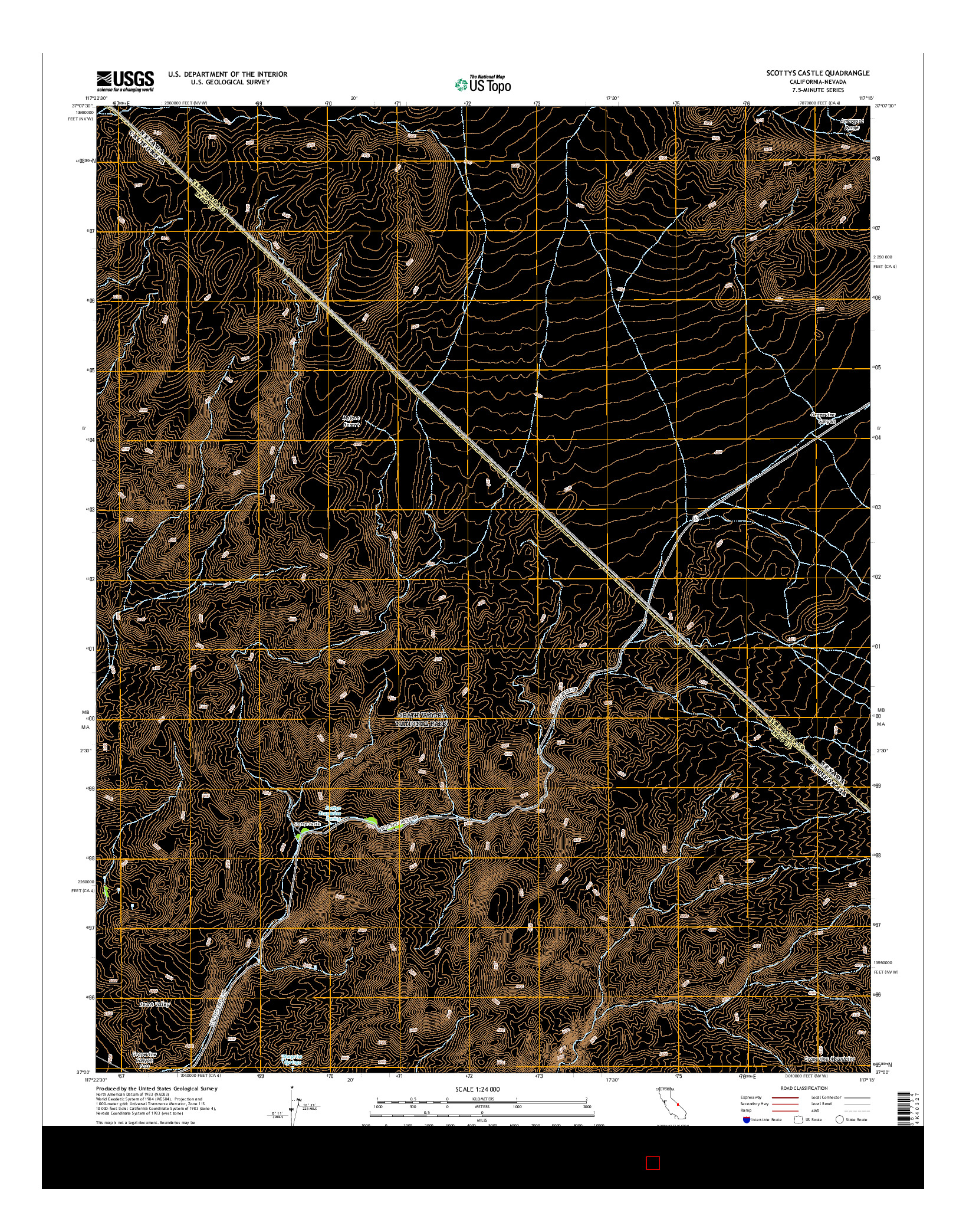 USGS US TOPO 7.5-MINUTE MAP FOR SCOTTYS CASTLE, CA-NV 2015