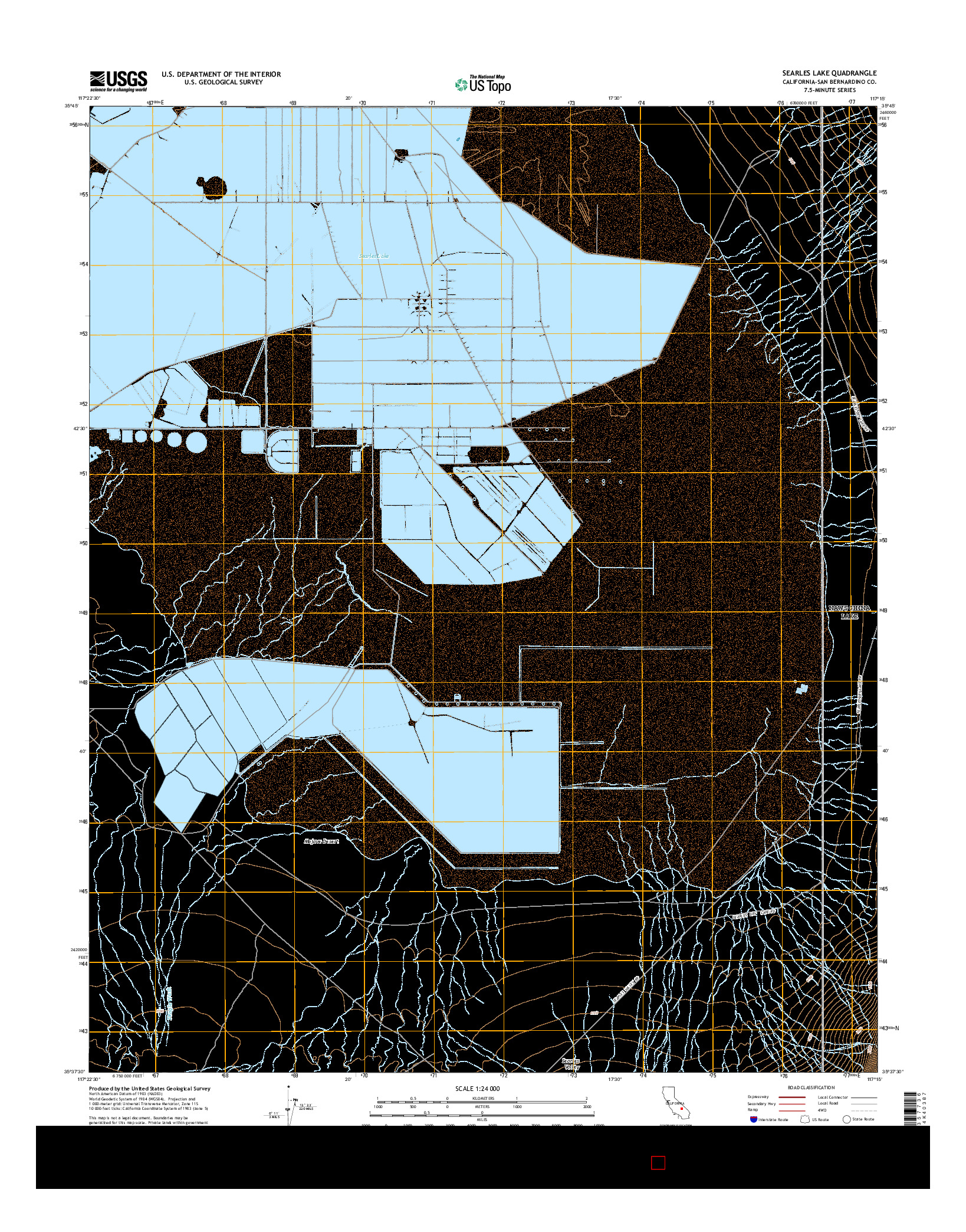 USGS US TOPO 7.5-MINUTE MAP FOR SEARLES LAKE, CA 2015