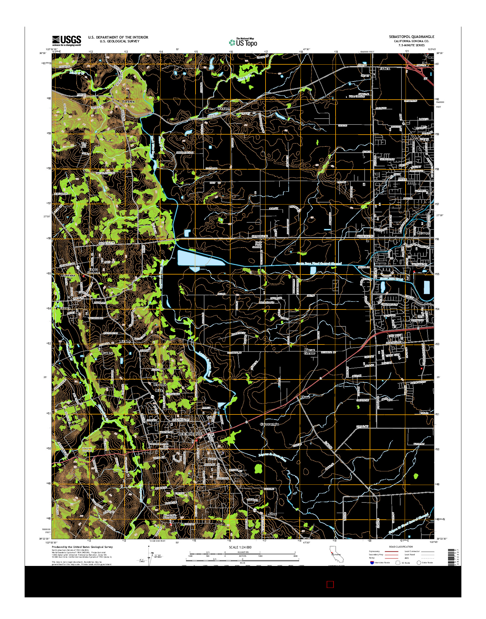 USGS US TOPO 7.5-MINUTE MAP FOR SEBASTOPOL, CA 2015