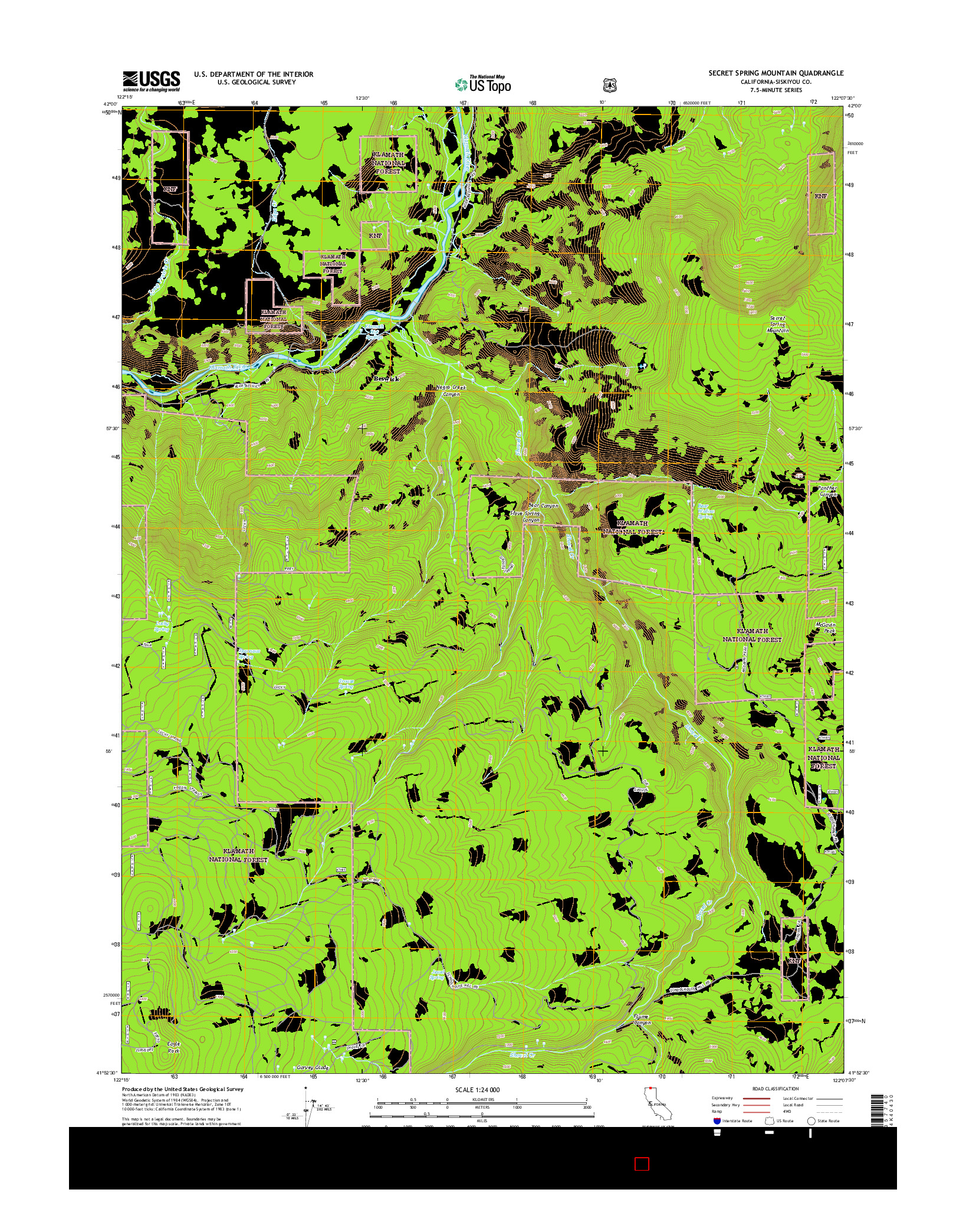 USGS US TOPO 7.5-MINUTE MAP FOR SECRET SPRING MOUNTAIN, CA 2015