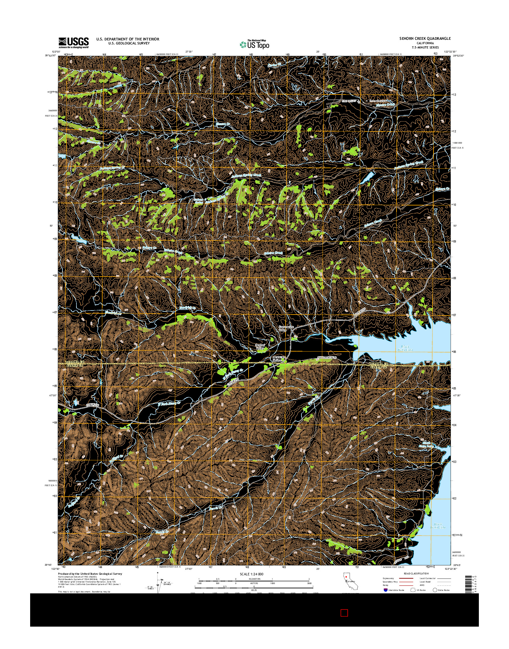 USGS US TOPO 7.5-MINUTE MAP FOR SEHORN CREEK, CA 2015