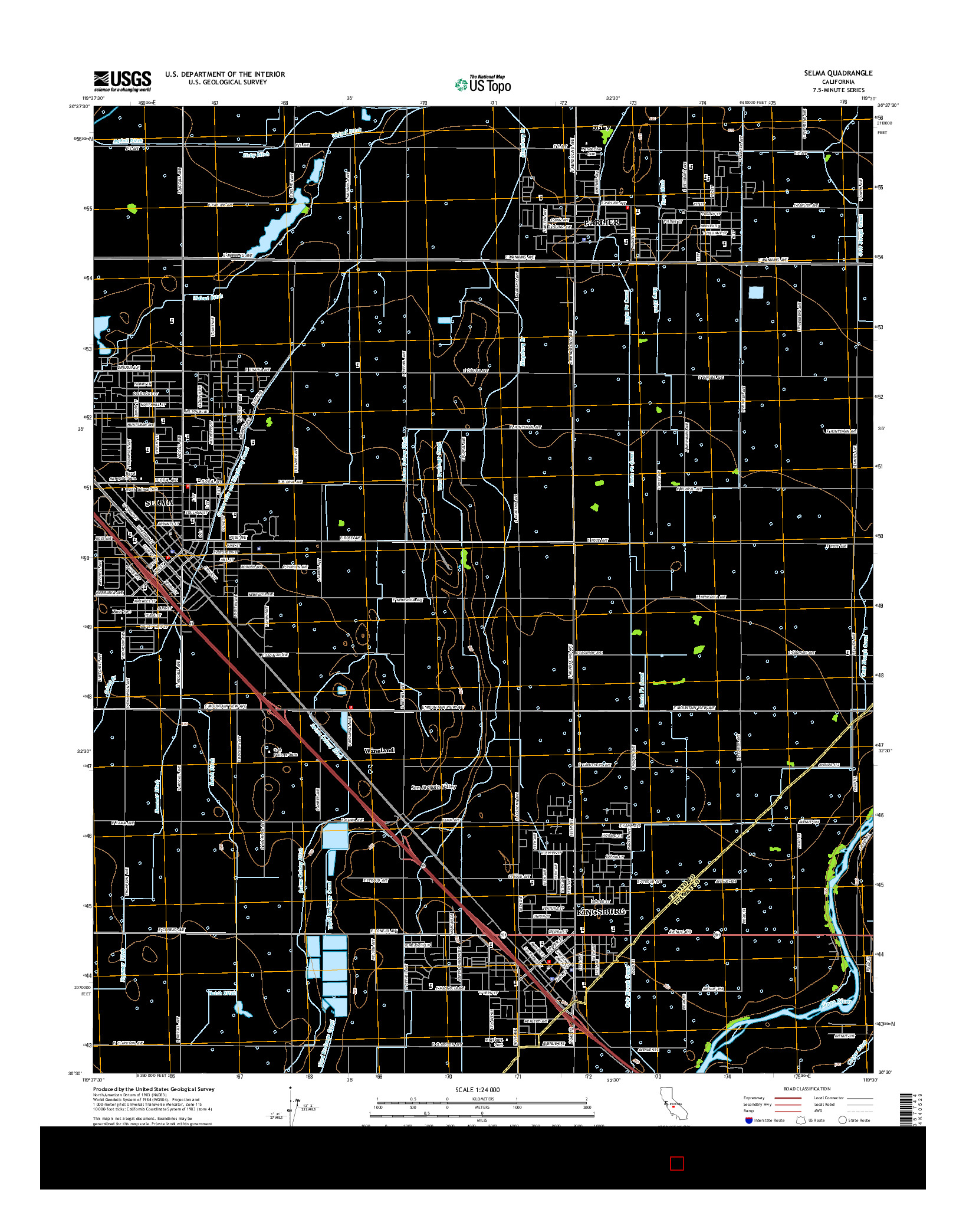 USGS US TOPO 7.5-MINUTE MAP FOR SELMA, CA 2015