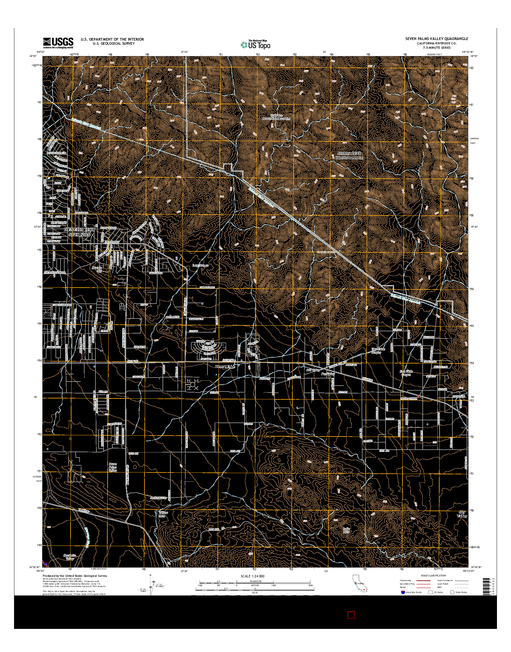 USGS US TOPO 7.5-MINUTE MAP FOR SEVEN PALMS VALLEY, CA 2015