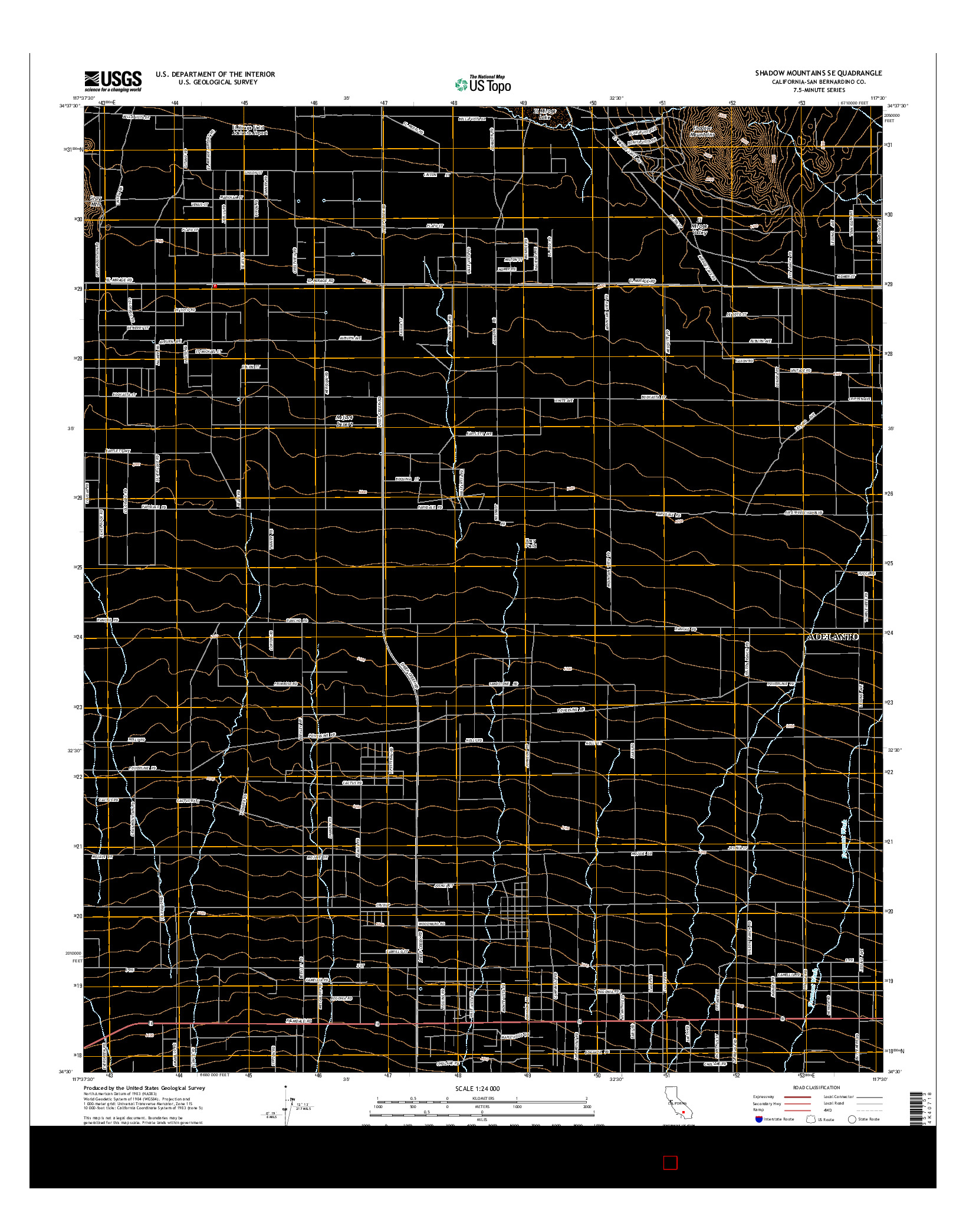 USGS US TOPO 7.5-MINUTE MAP FOR SHADOW MOUNTAINS SE, CA 2015