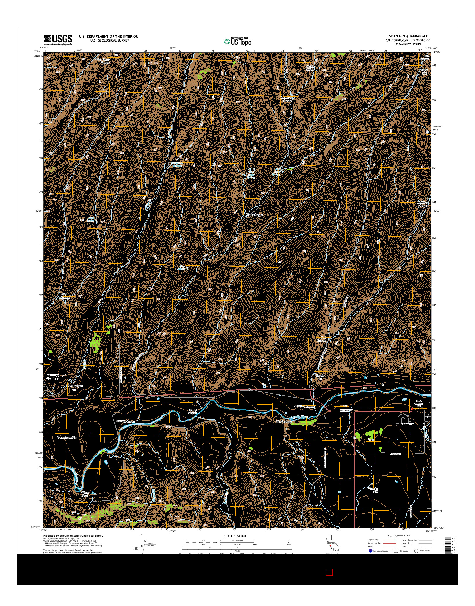 USGS US TOPO 7.5-MINUTE MAP FOR SHANDON, CA 2015