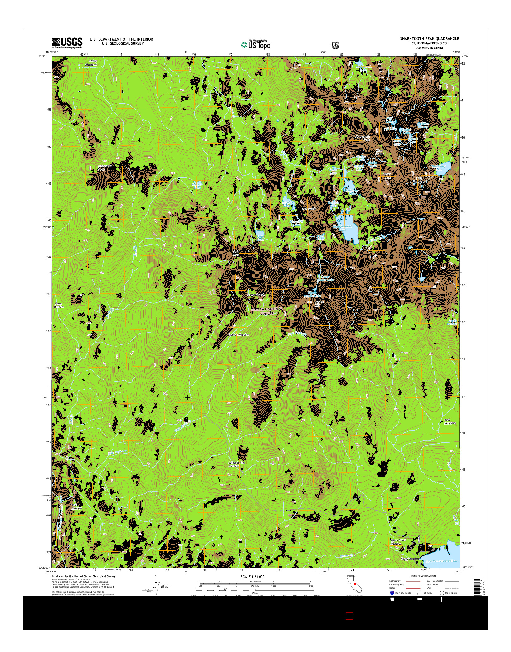 USGS US TOPO 7.5-MINUTE MAP FOR SHARKTOOTH PEAK, CA 2015