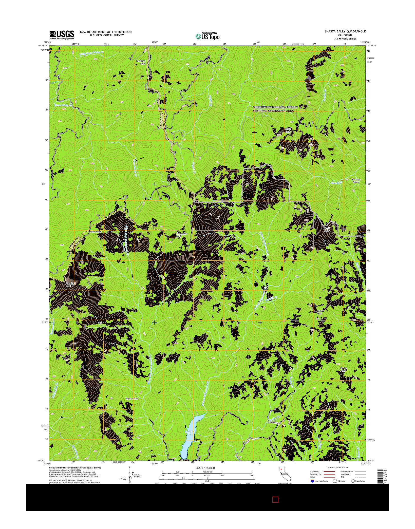 USGS US TOPO 7.5-MINUTE MAP FOR SHASTA BALLY, CA 2015