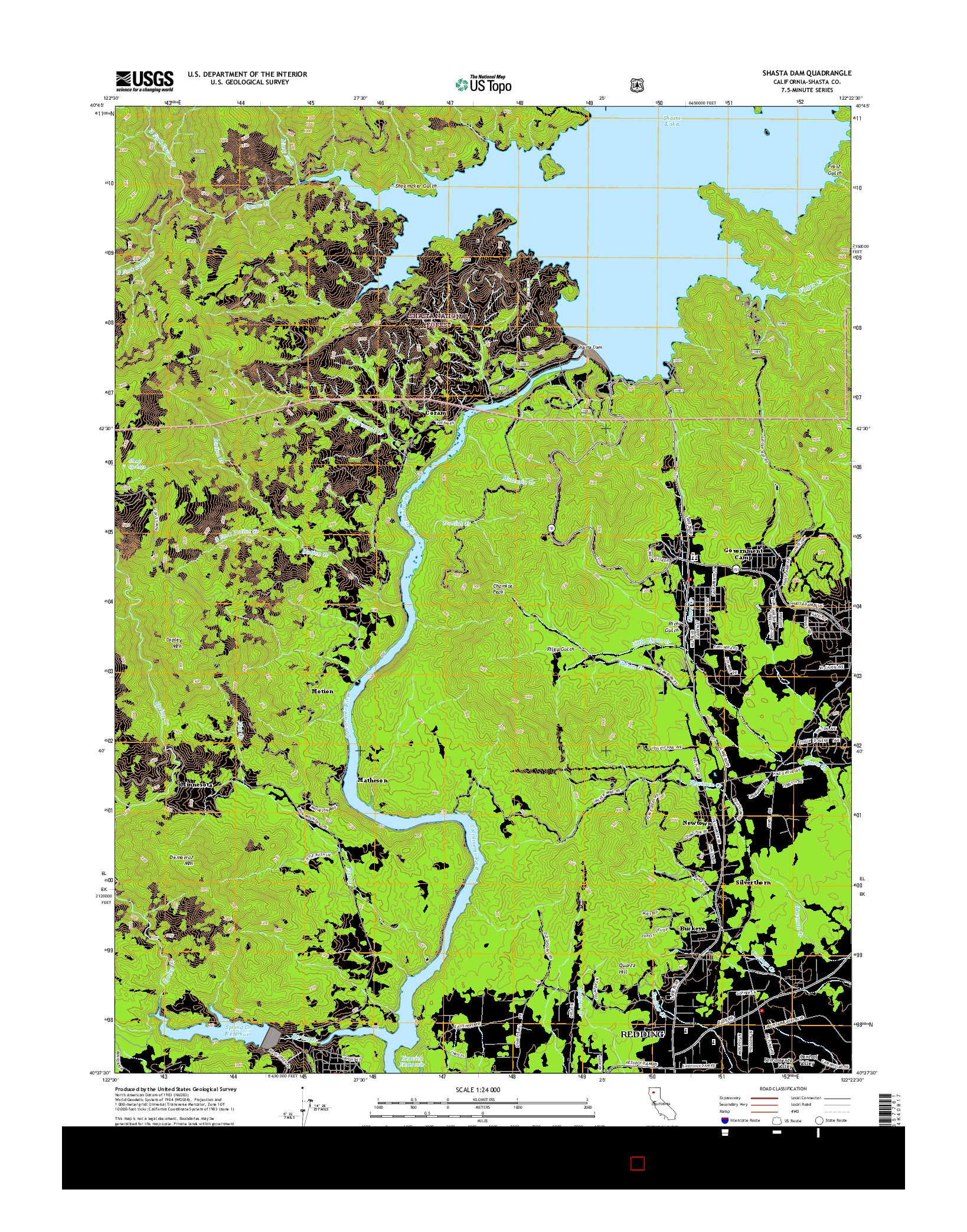 USGS US TOPO 7.5-MINUTE MAP FOR SHASTA DAM, CA 2015