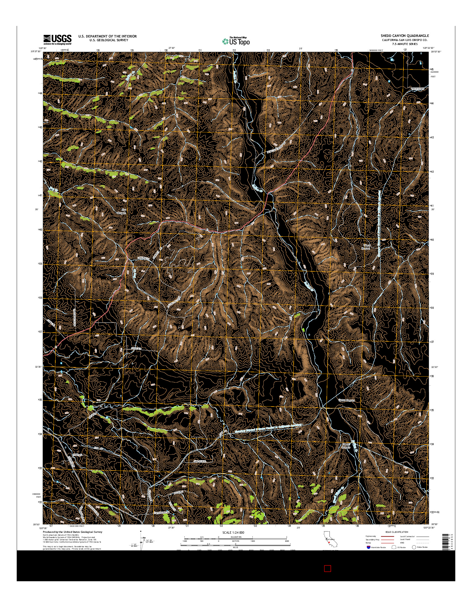 USGS US TOPO 7.5-MINUTE MAP FOR SHEDD CANYON, CA 2015