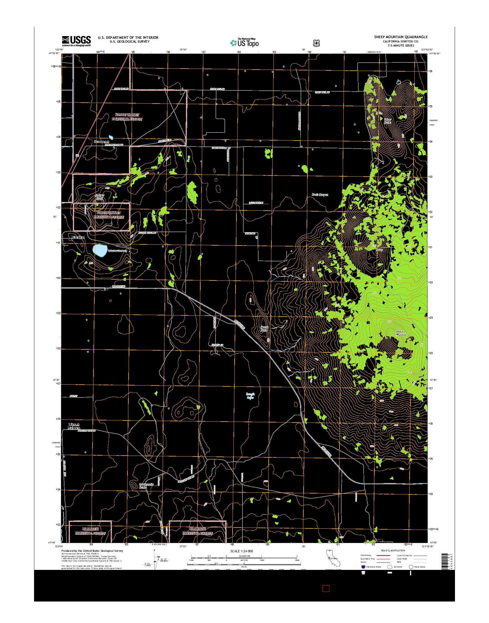 USGS US TOPO 7.5-MINUTE MAP FOR SHEEP MOUNTAIN, CA 2015