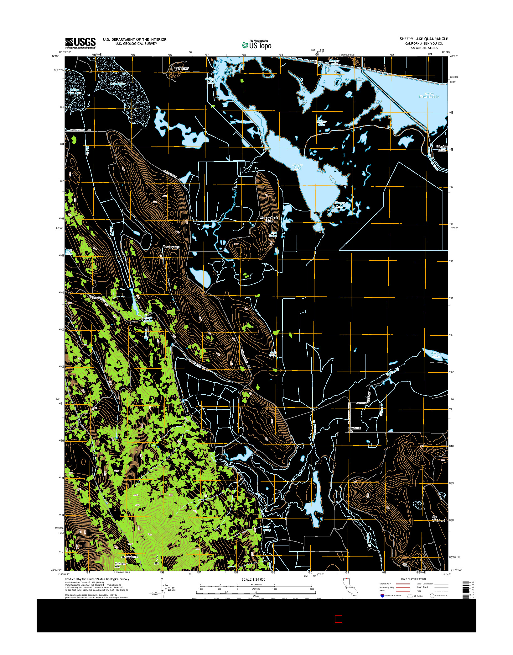 USGS US TOPO 7.5-MINUTE MAP FOR SHEEPY LAKE, CA 2015
