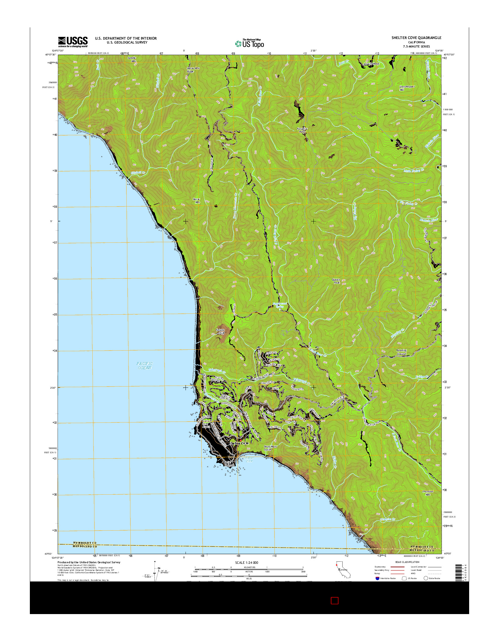 USGS US TOPO 7.5-MINUTE MAP FOR SHELTER COVE, CA 2015