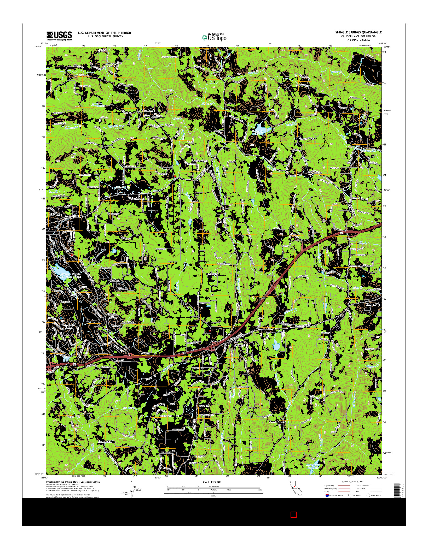 USGS US TOPO 7.5-MINUTE MAP FOR SHINGLE SPRINGS, CA 2015