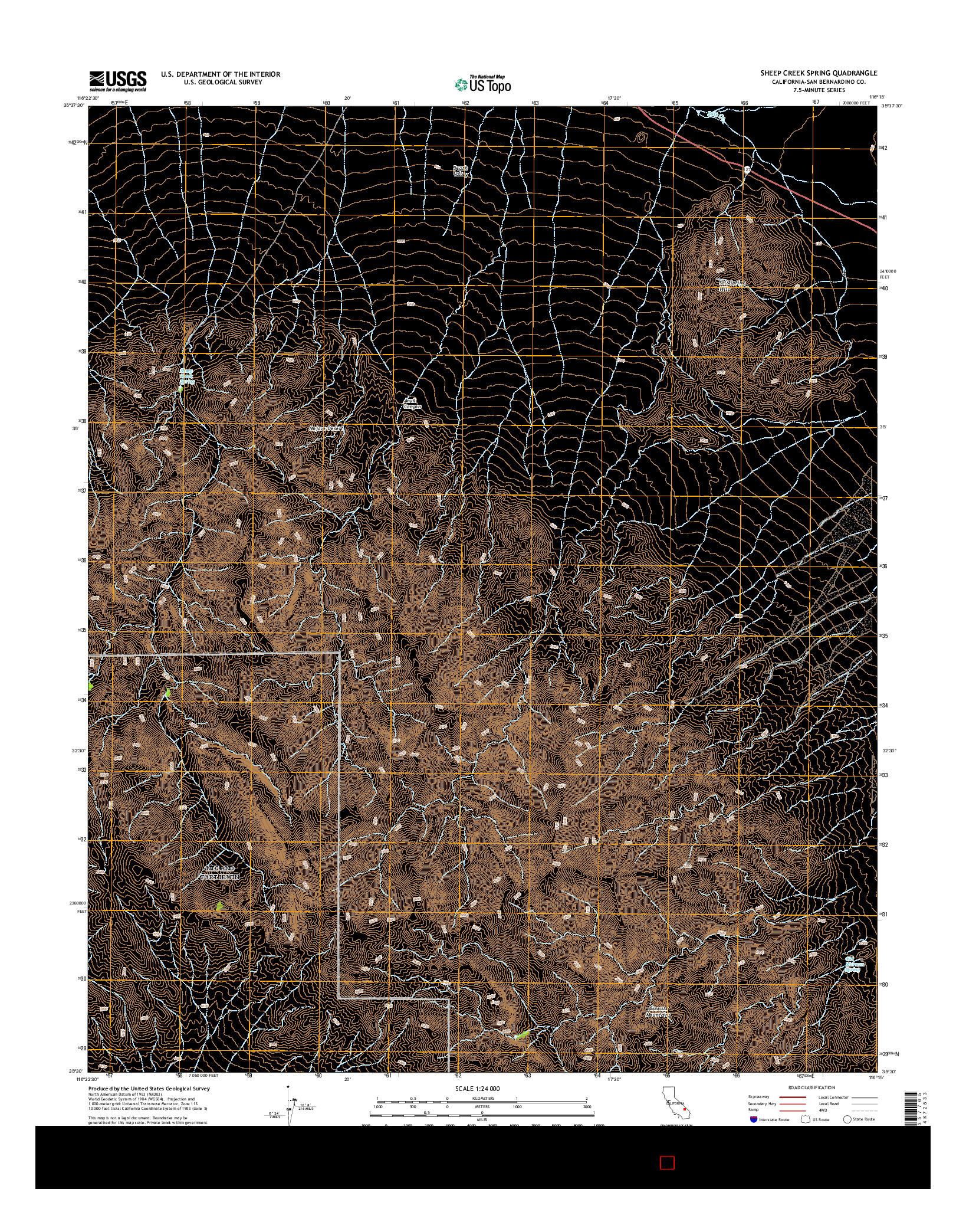USGS US TOPO 7.5-MINUTE MAP FOR SHEEP CREEK SPRING, CA 2015