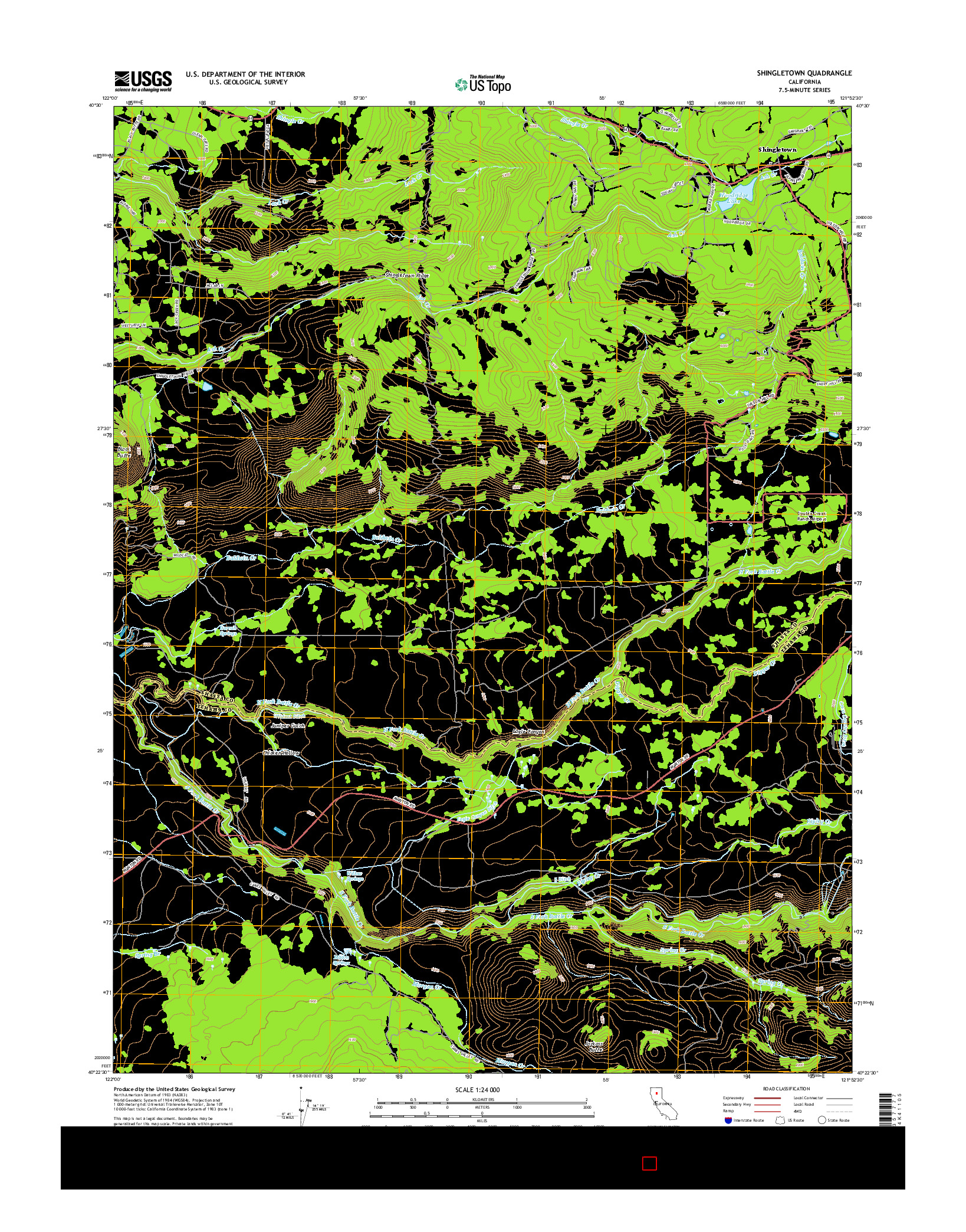 USGS US TOPO 7.5-MINUTE MAP FOR SHINGLETOWN, CA 2015