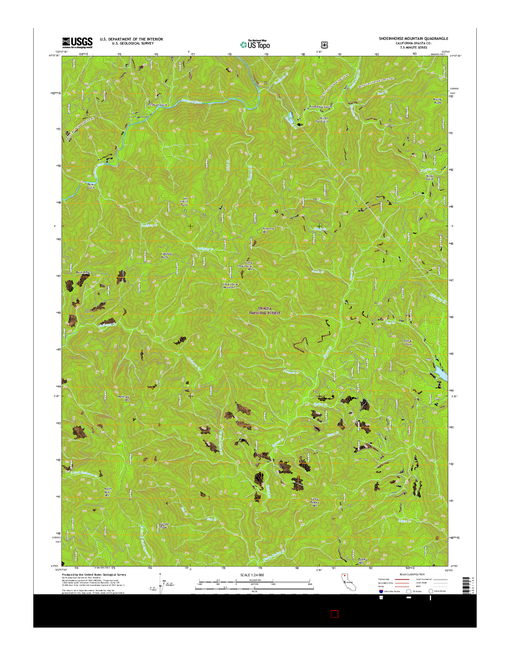 USGS US TOPO 7.5-MINUTE MAP FOR SHOEINHORSE MOUNTAIN, CA 2015