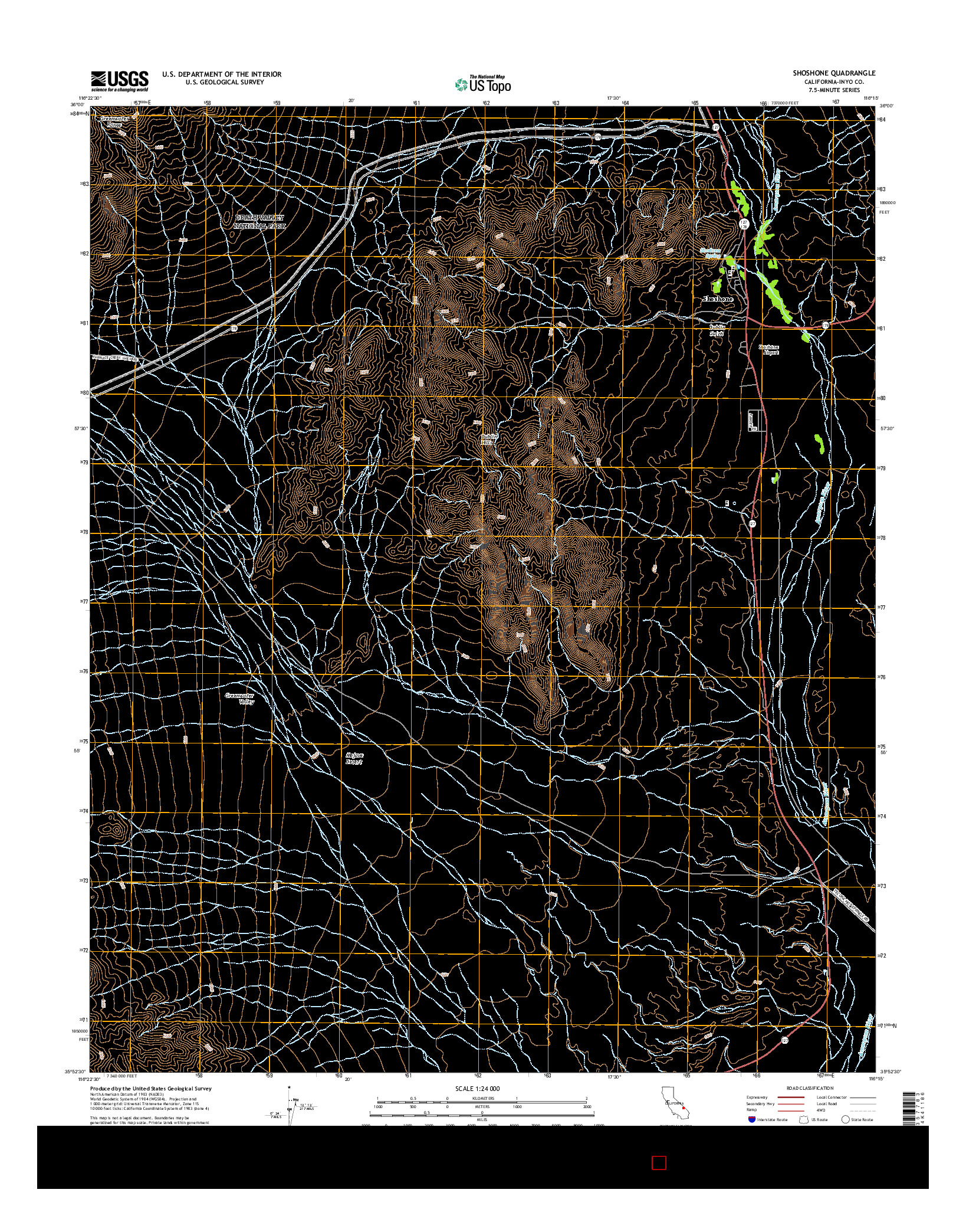 USGS US TOPO 7.5-MINUTE MAP FOR SHOSHONE, CA 2015