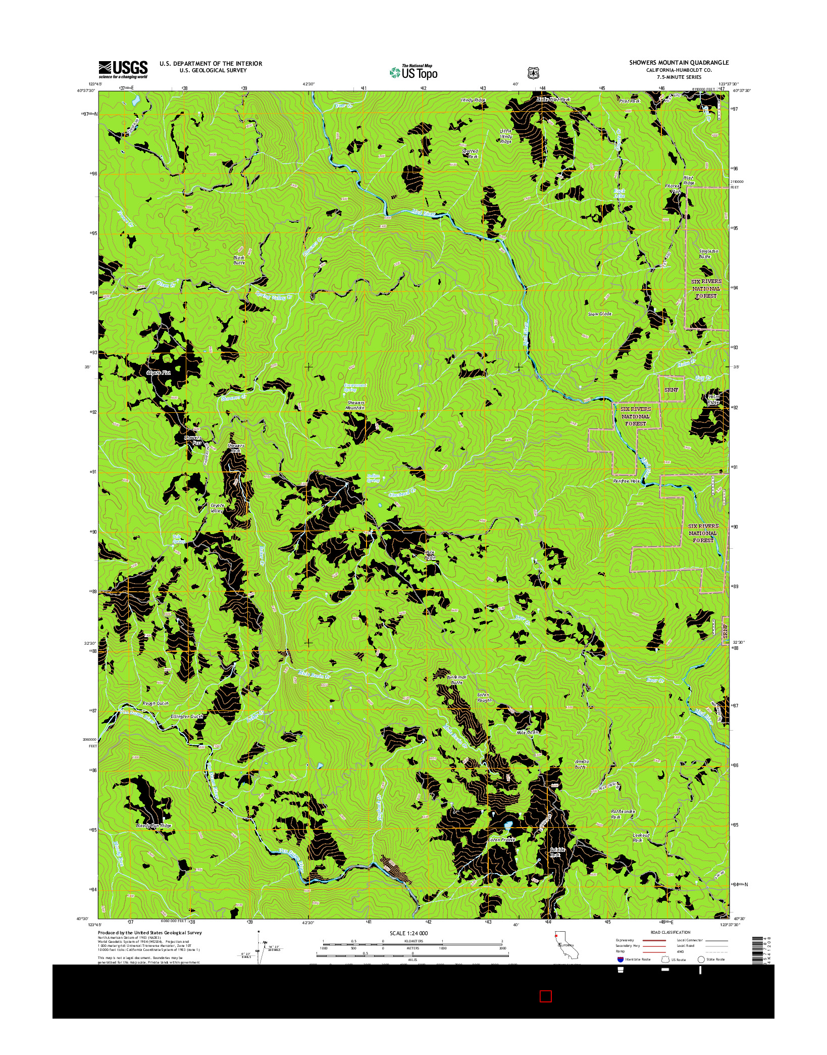 USGS US TOPO 7.5-MINUTE MAP FOR SHOWERS MOUNTAIN, CA 2015