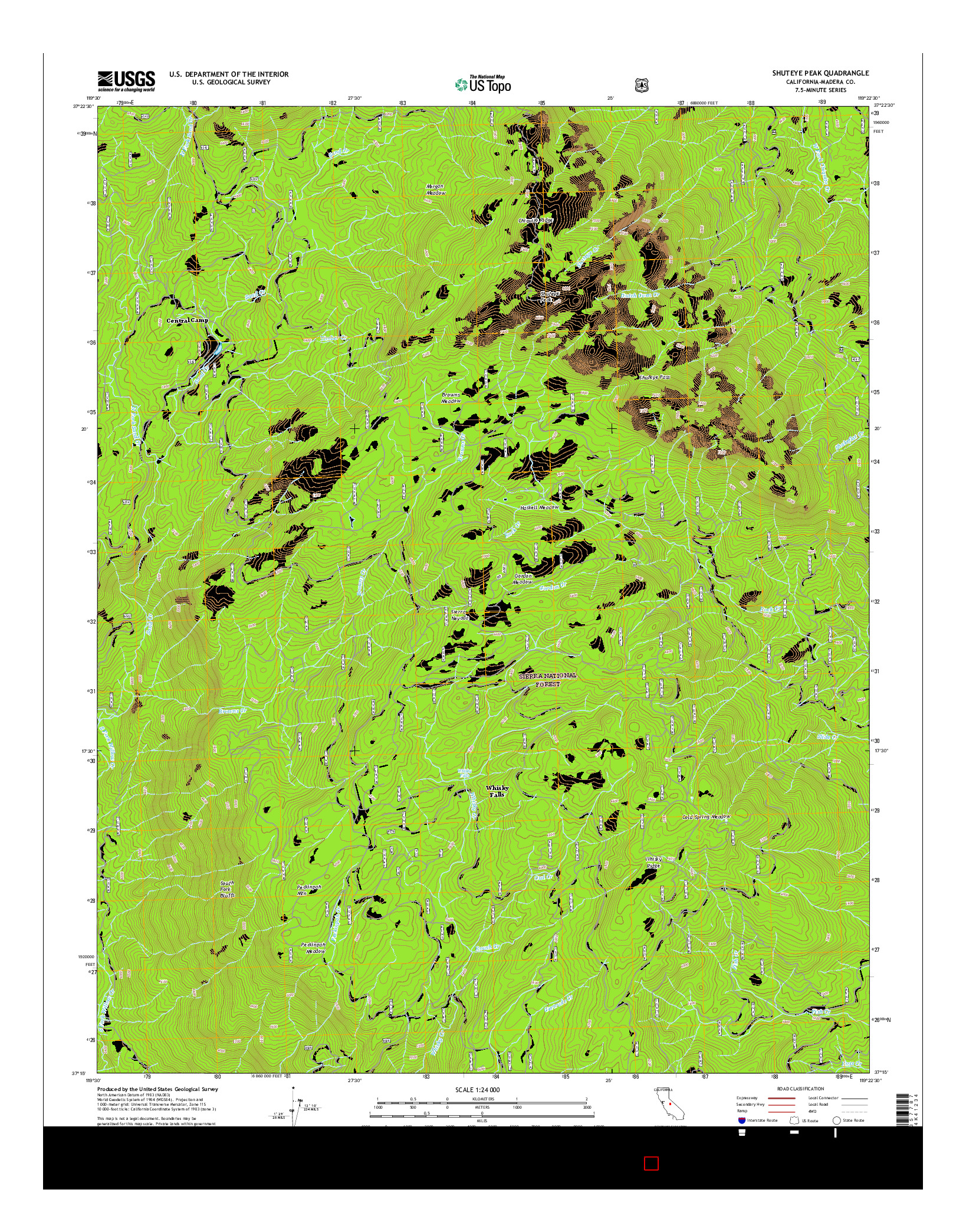 USGS US TOPO 7.5-MINUTE MAP FOR SHUTEYE PEAK, CA 2015