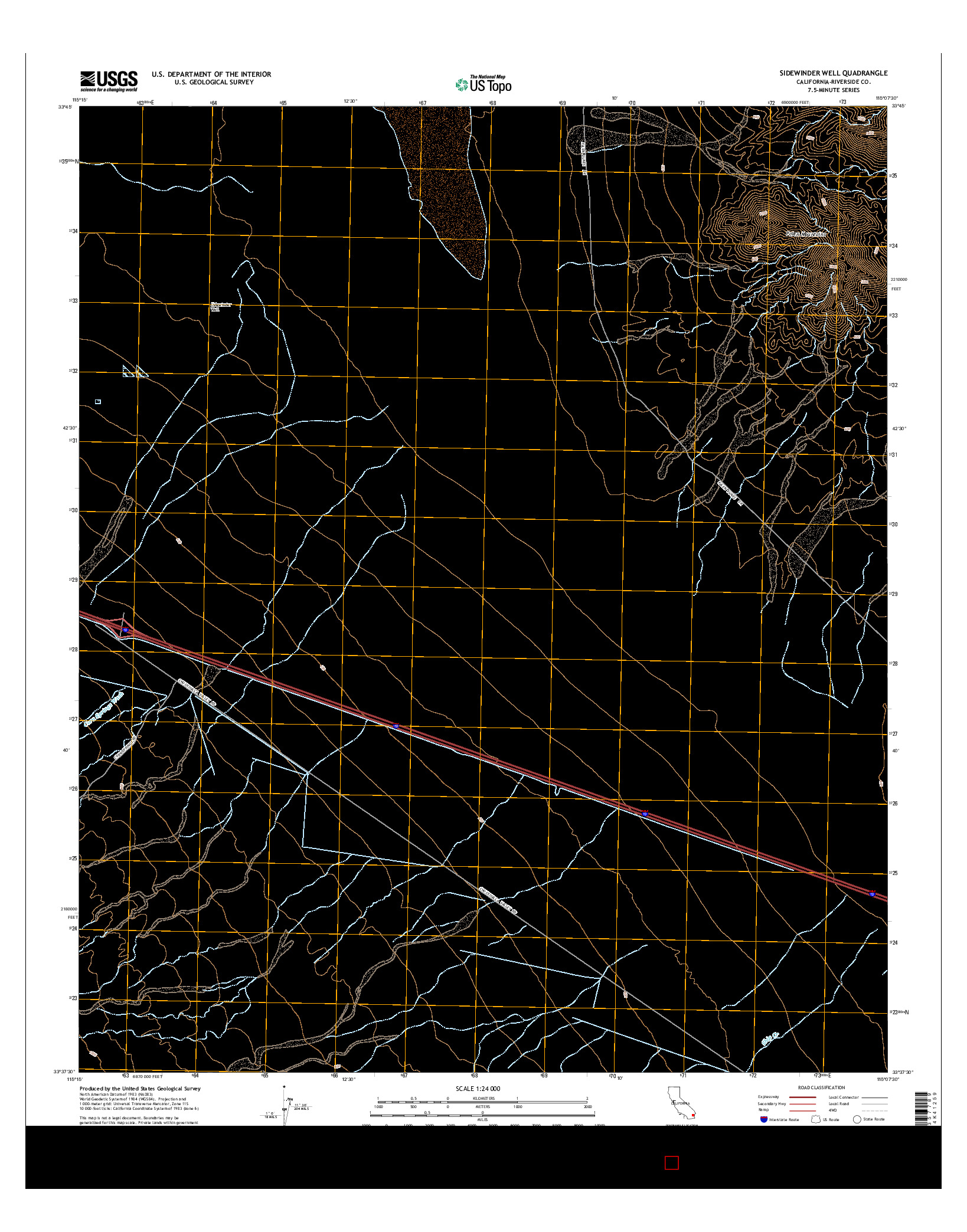 USGS US TOPO 7.5-MINUTE MAP FOR SIDEWINDER WELL, CA 2015