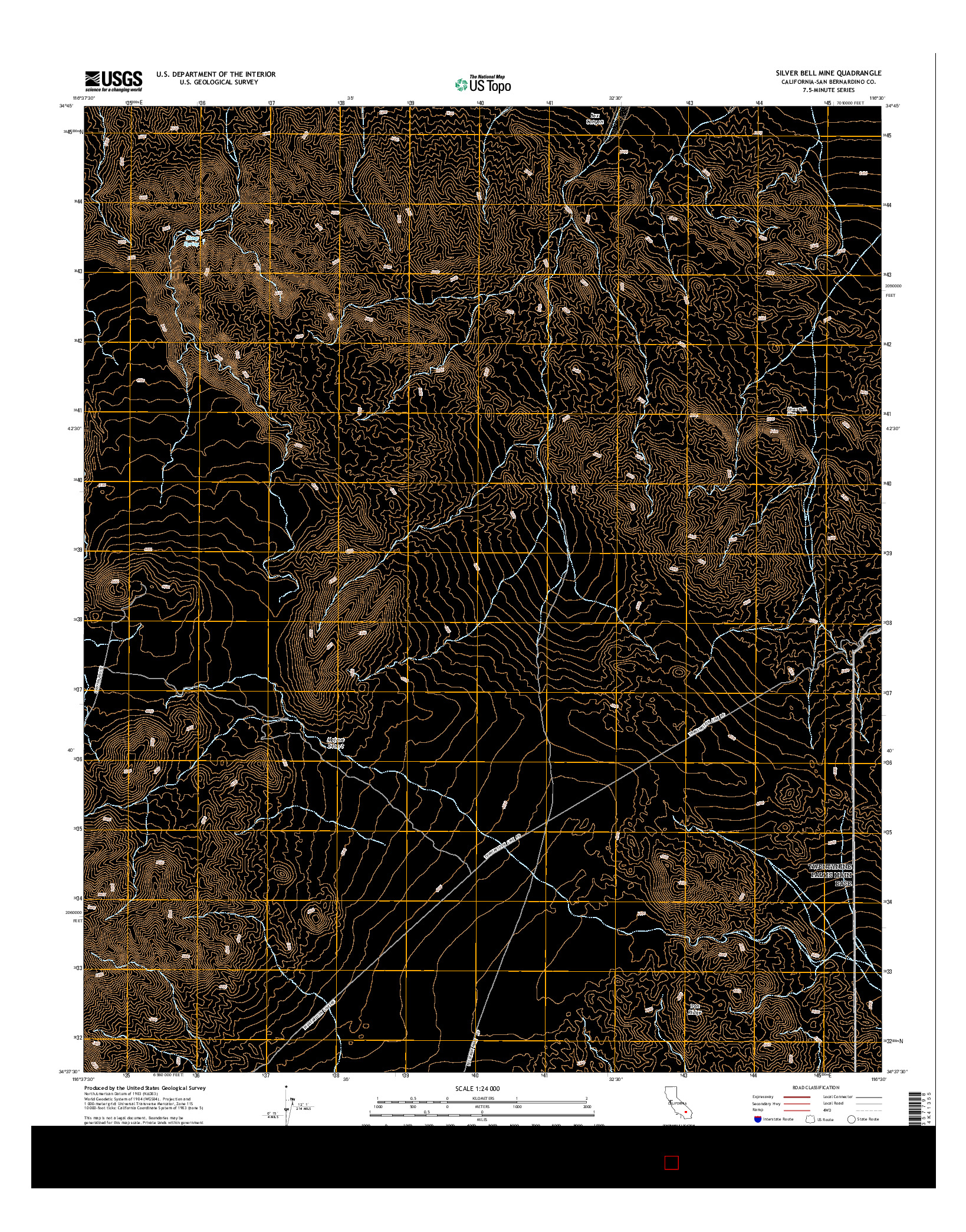 USGS US TOPO 7.5-MINUTE MAP FOR SILVER BELL MINE, CA 2015