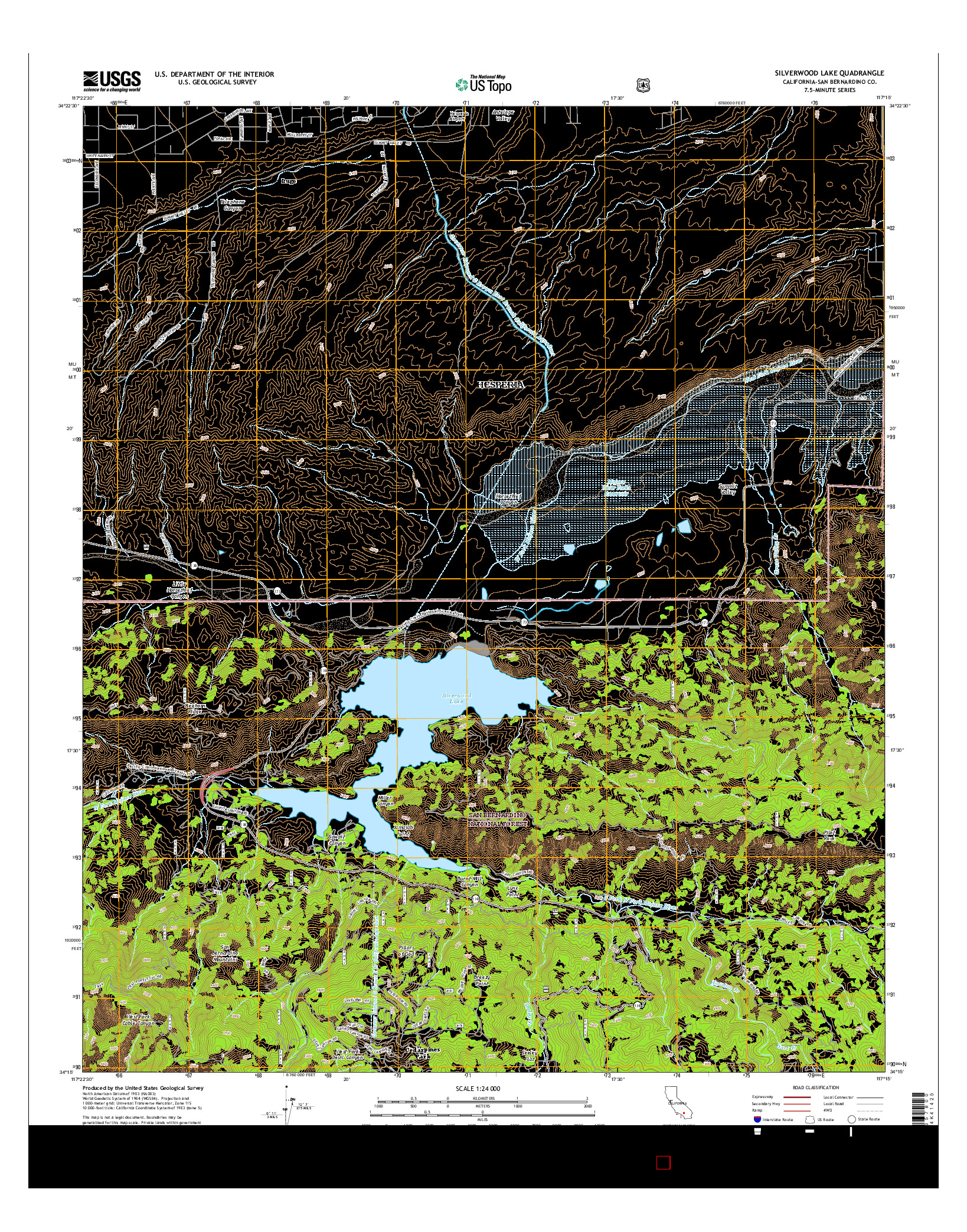 USGS US TOPO 7.5-MINUTE MAP FOR SILVERWOOD LAKE, CA 2015