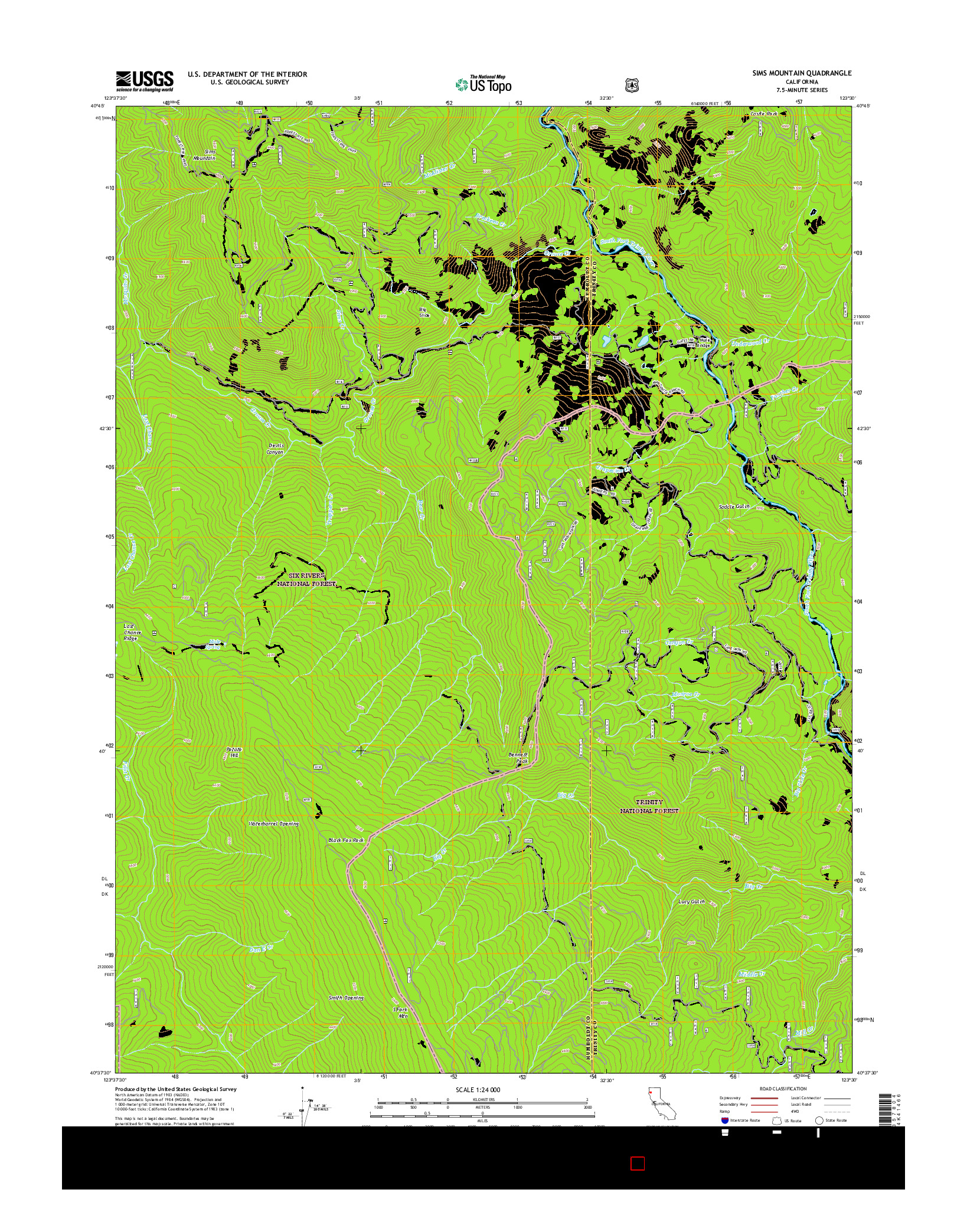 USGS US TOPO 7.5-MINUTE MAP FOR SIMS MOUNTAIN, CA 2015