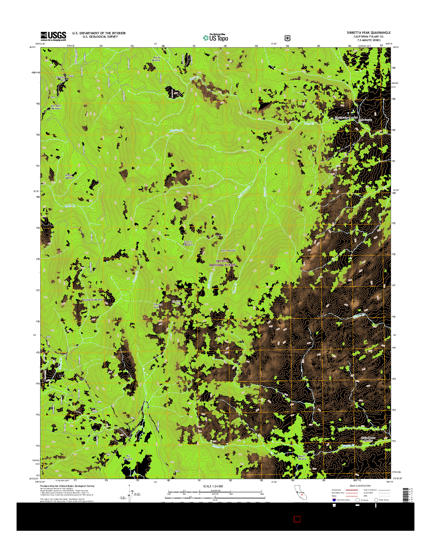 USGS US TOPO 7.5-MINUTE MAP FOR SIRRETTA PEAK, CA 2015