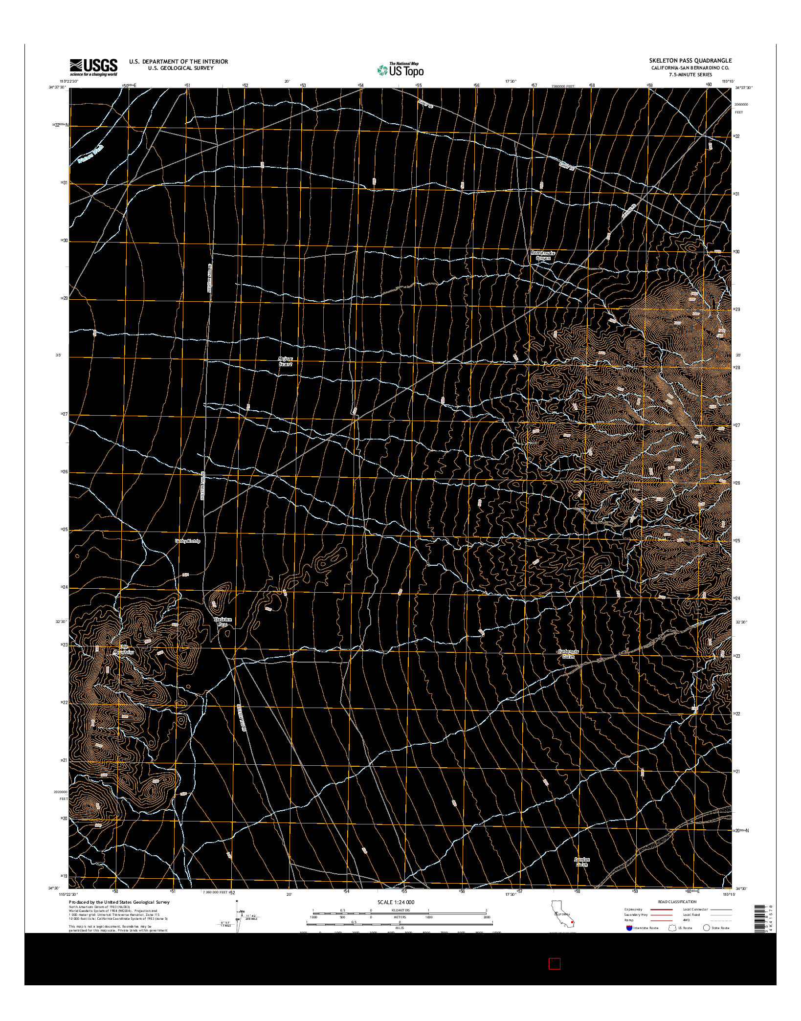 USGS US TOPO 7.5-MINUTE MAP FOR SKELETON PASS, CA 2015