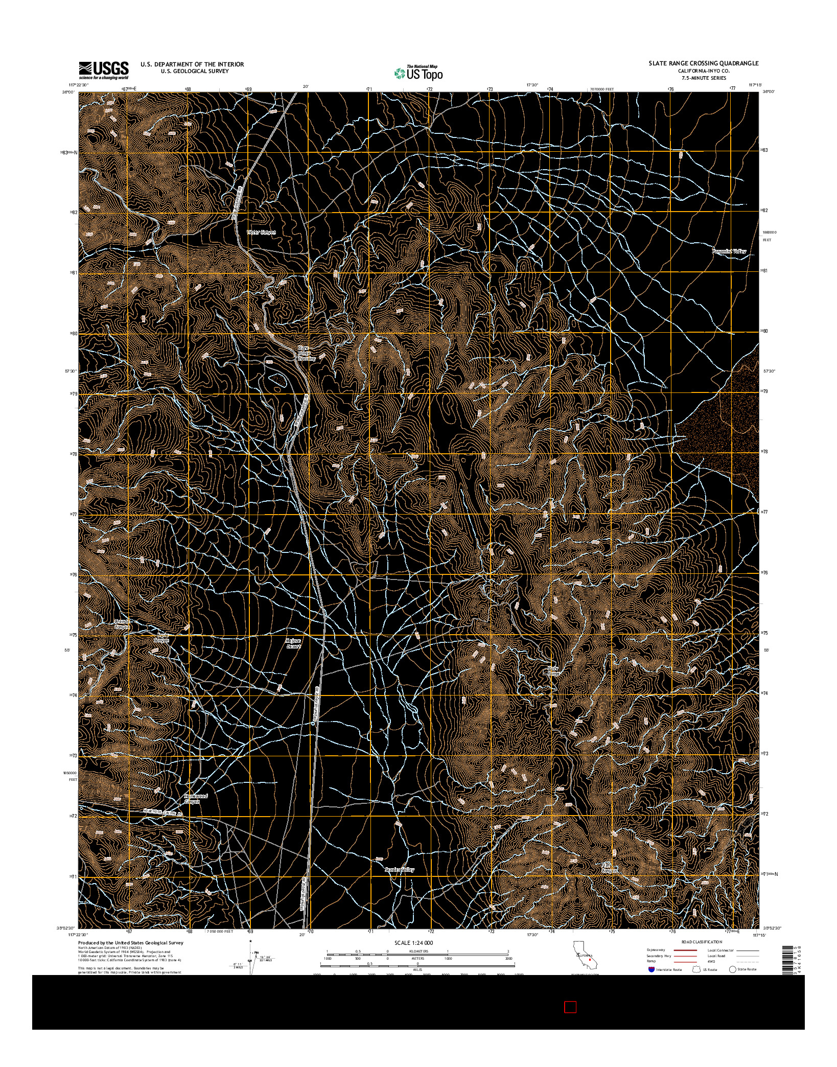 USGS US TOPO 7.5-MINUTE MAP FOR SLATE RANGE CROSSING, CA 2015