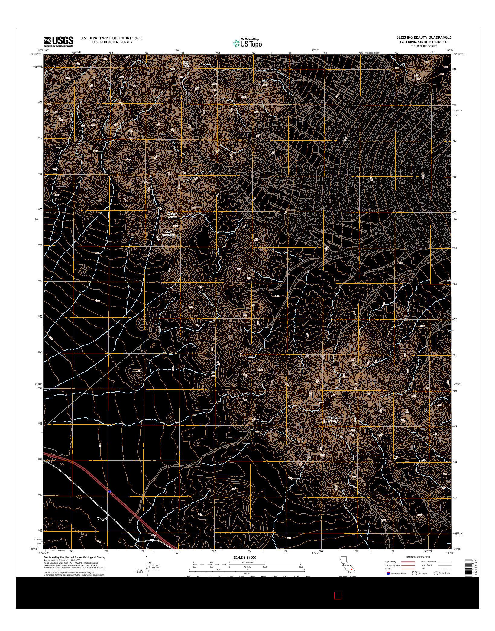 USGS US TOPO 7.5-MINUTE MAP FOR SLEEPING BEAUTY, CA 2015