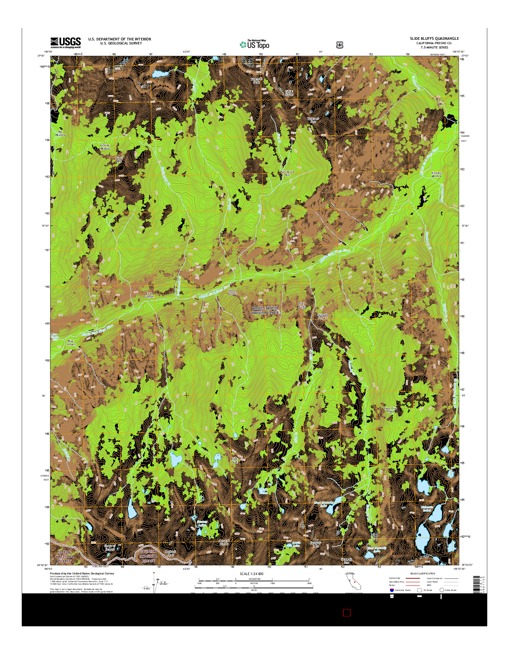 USGS US TOPO 7.5-MINUTE MAP FOR SLIDE BLUFFS, CA 2015