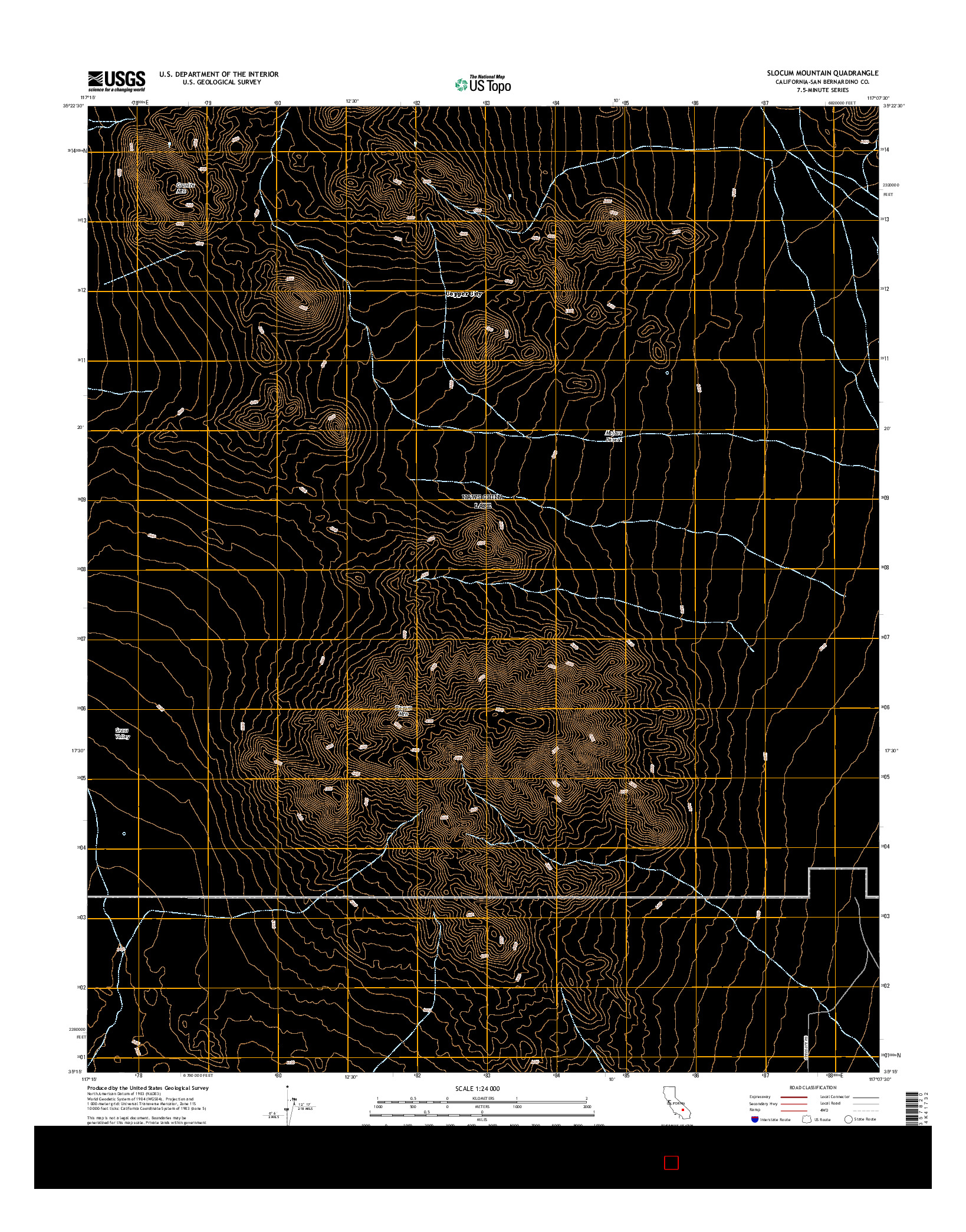 USGS US TOPO 7.5-MINUTE MAP FOR SLOCUM MOUNTAIN, CA 2015