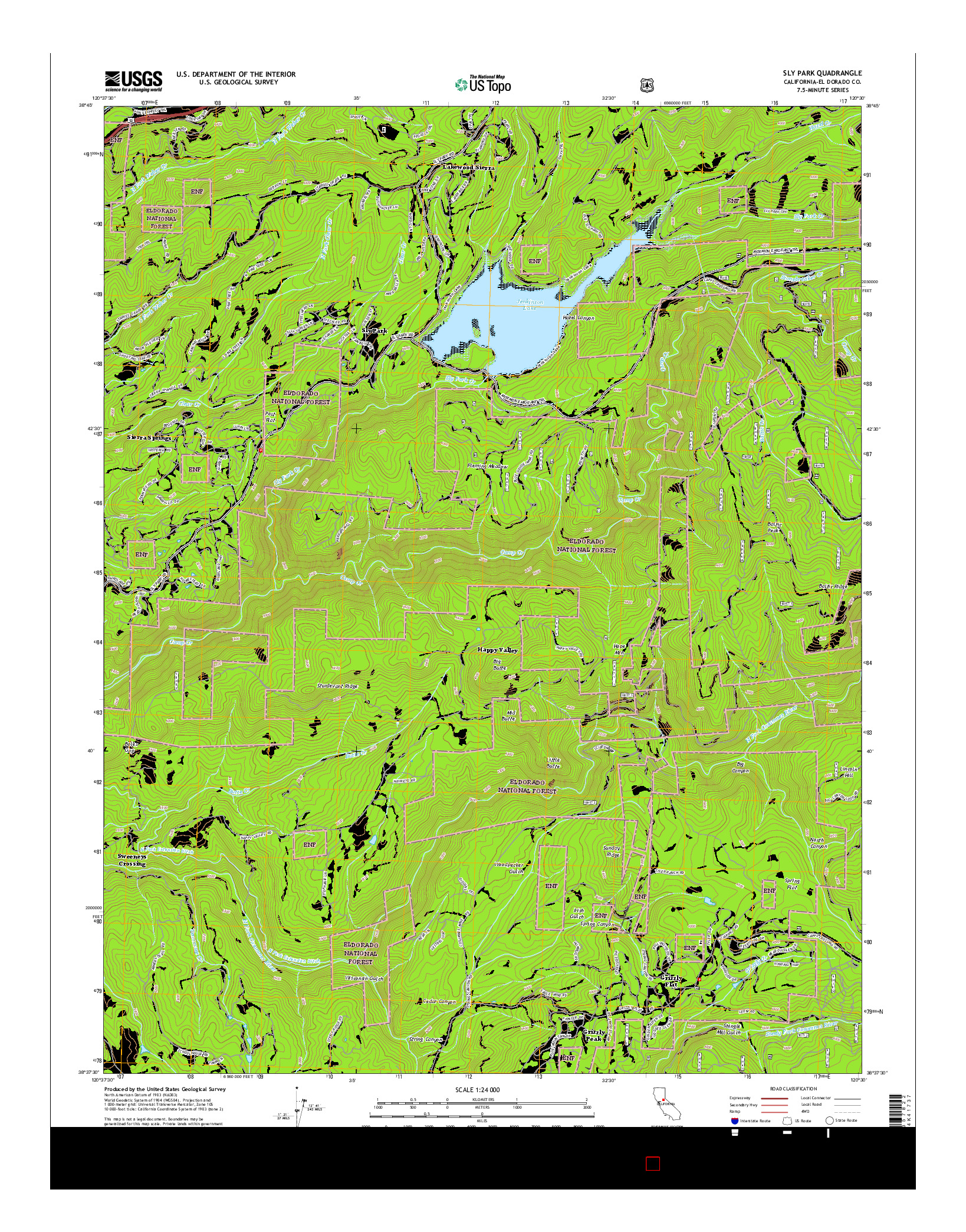 USGS US TOPO 7.5-MINUTE MAP FOR SLY PARK, CA 2015