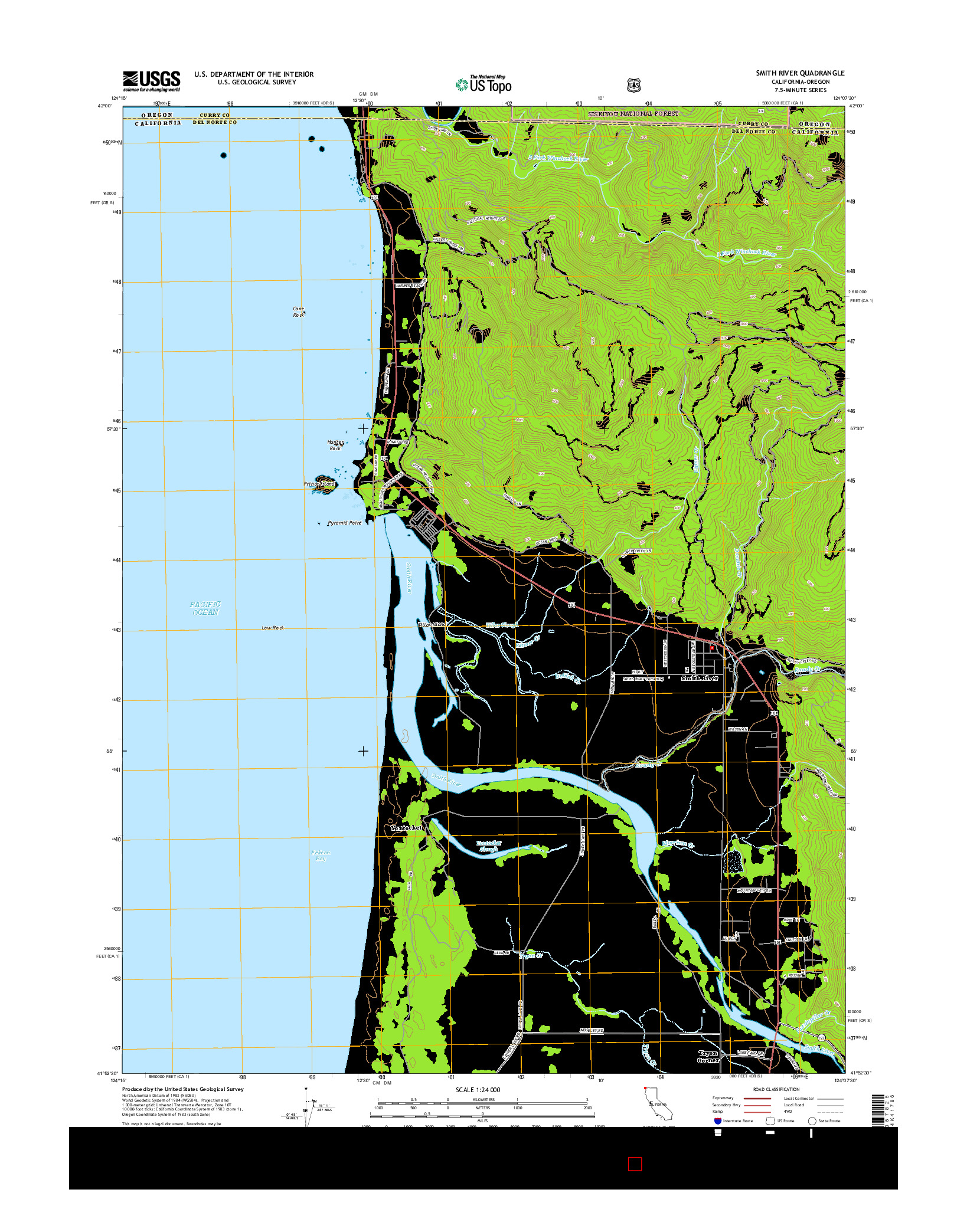 USGS US TOPO 7.5-MINUTE MAP FOR SMITH RIVER, CA-OR 2015