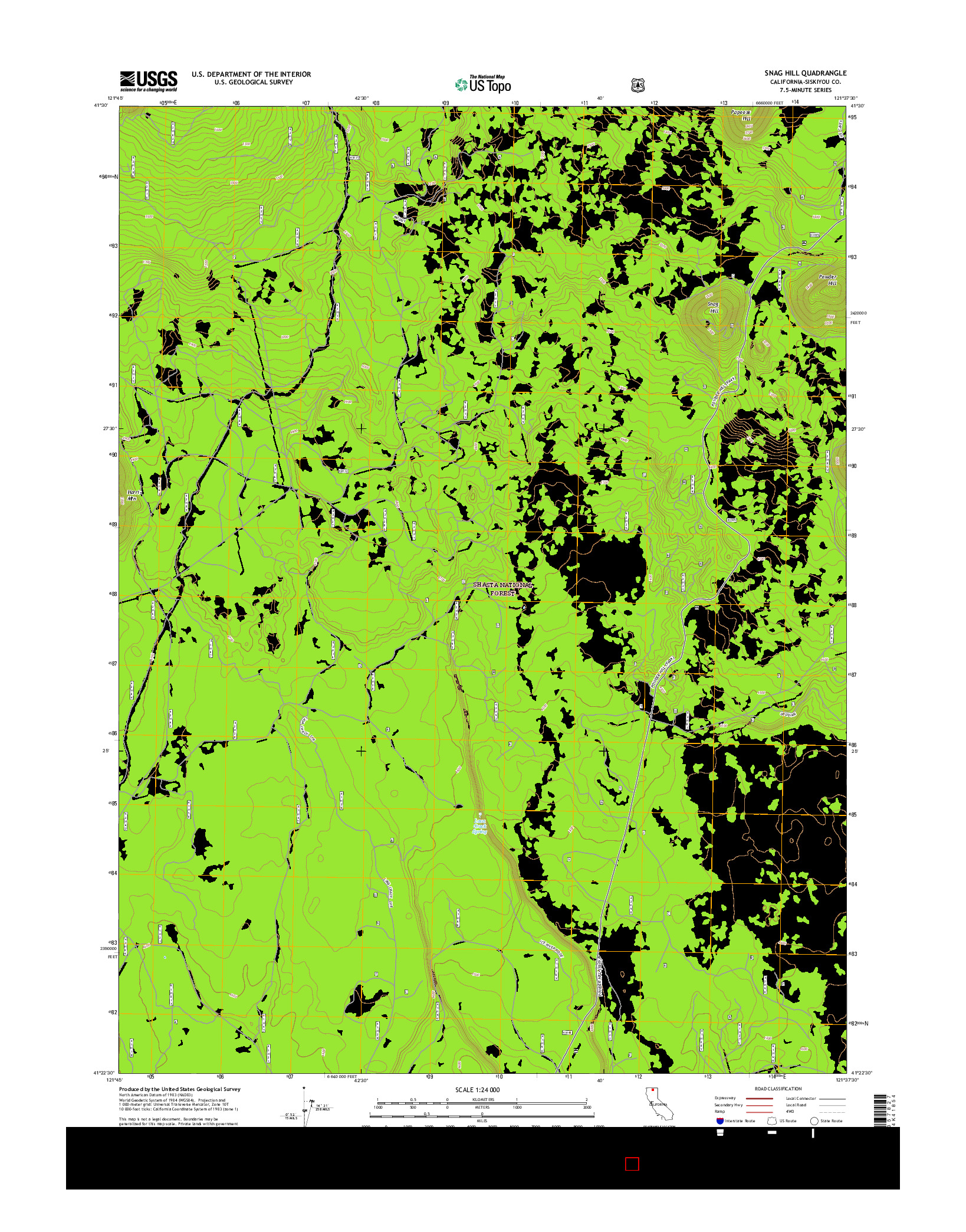 USGS US TOPO 7.5-MINUTE MAP FOR SNAG HILL, CA 2015